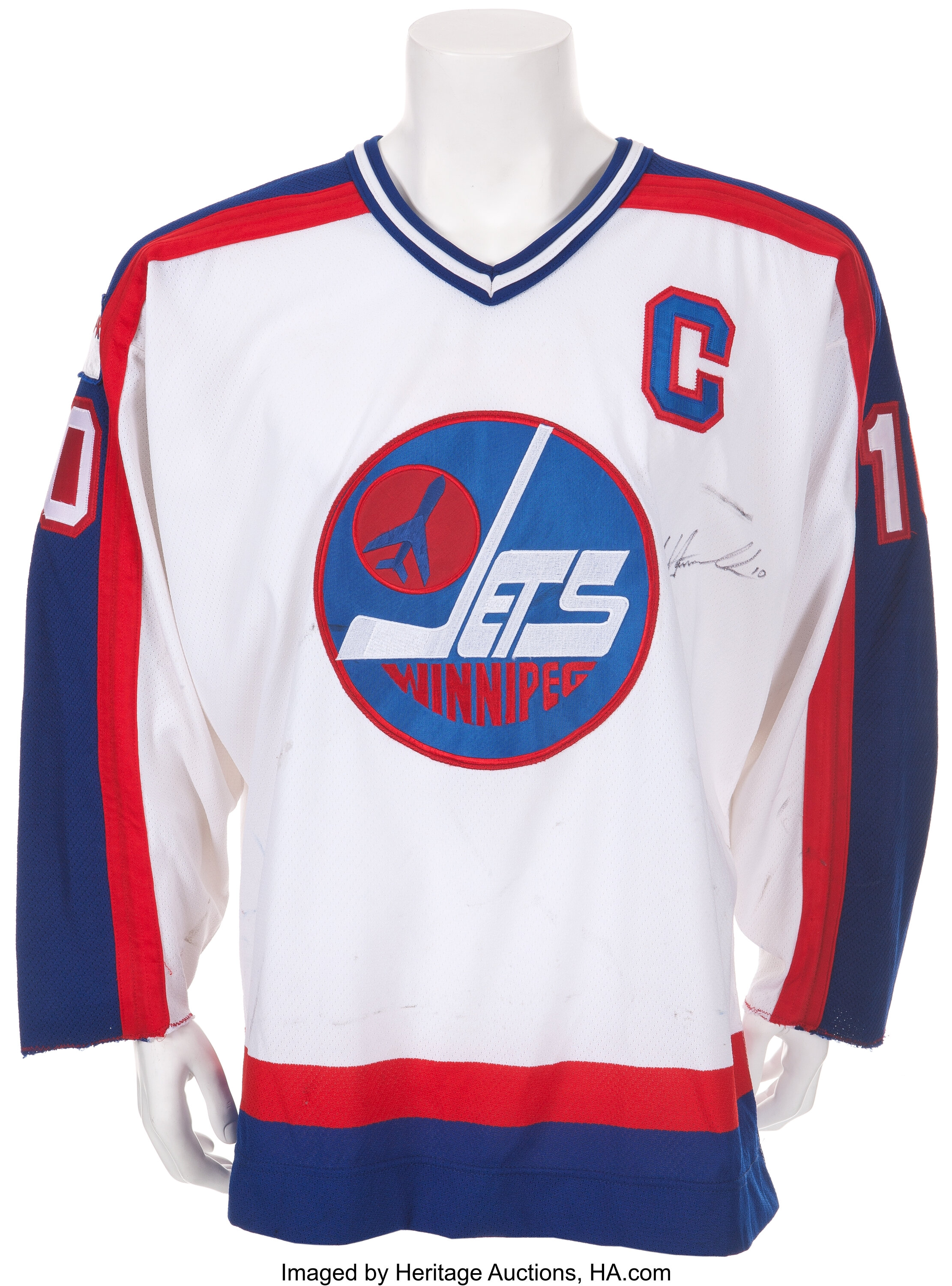 80's Dale Hawerchuk Winnipeg Jets CCM NHL Jersey Size Large – Rare VNTG