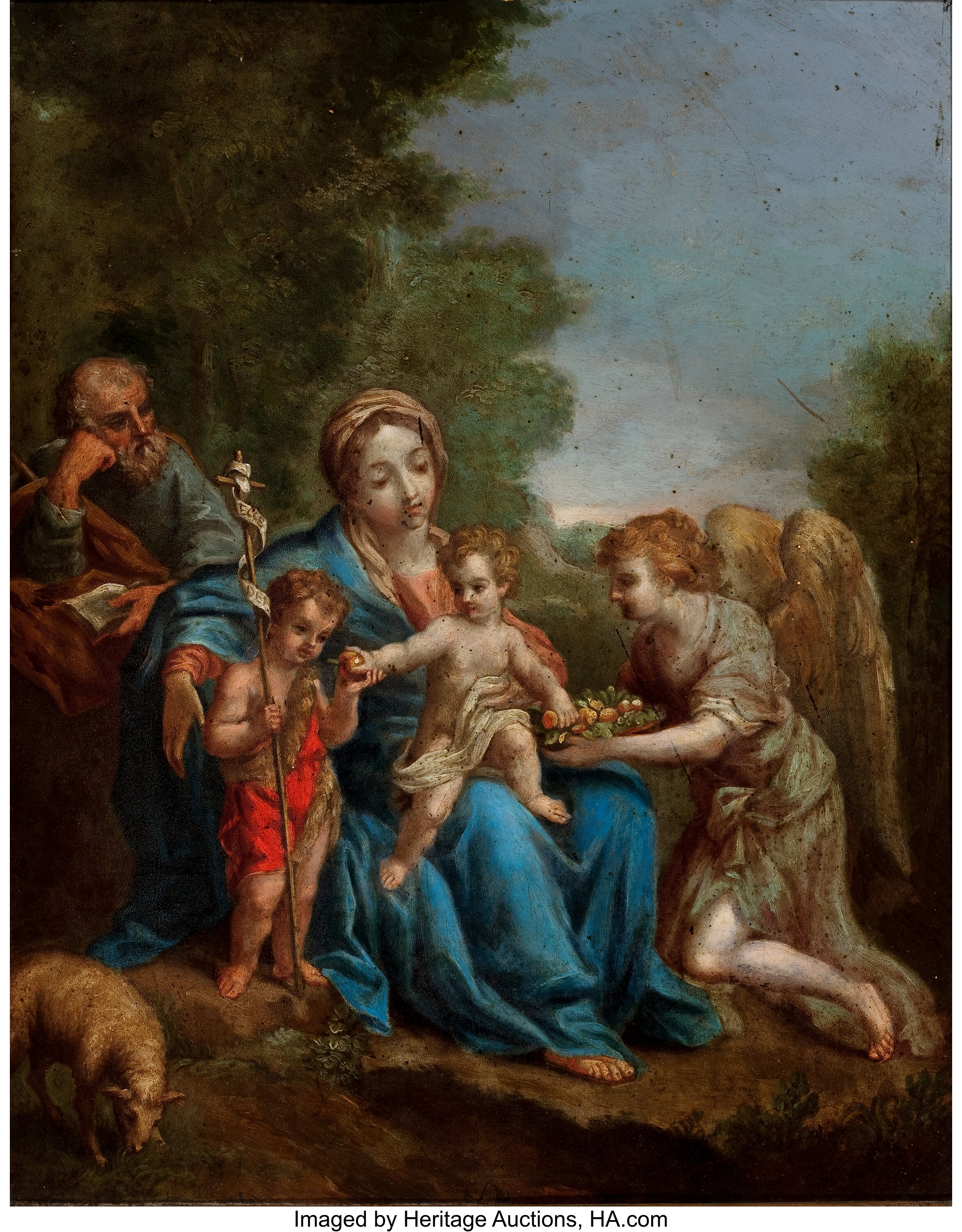 ITALIAN SCHOOL (17th Century). Holy Family with Infant St. John the ...