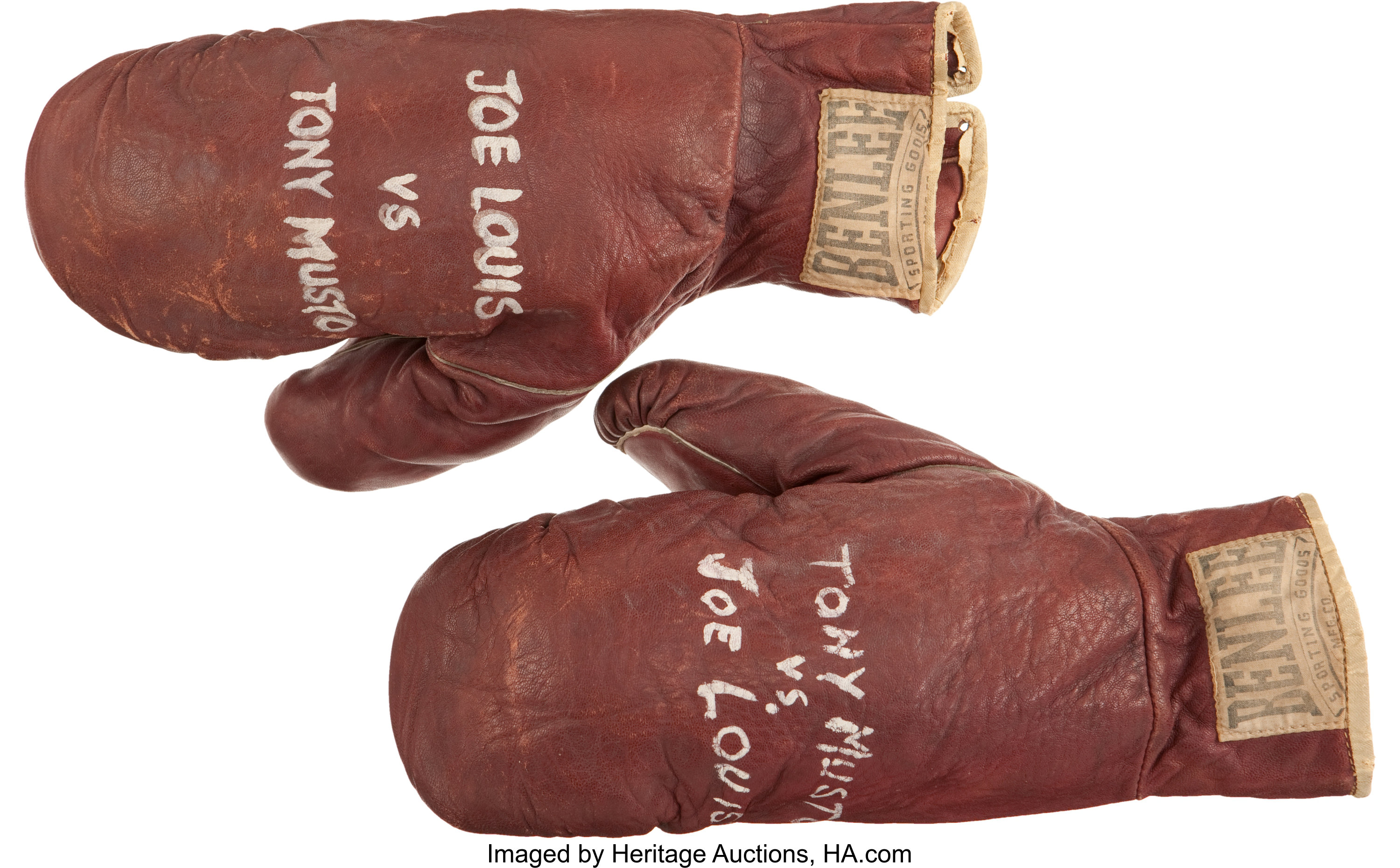 1941 Joe Louis vs. Tony Musto Fight Worn Gloves from the Ring