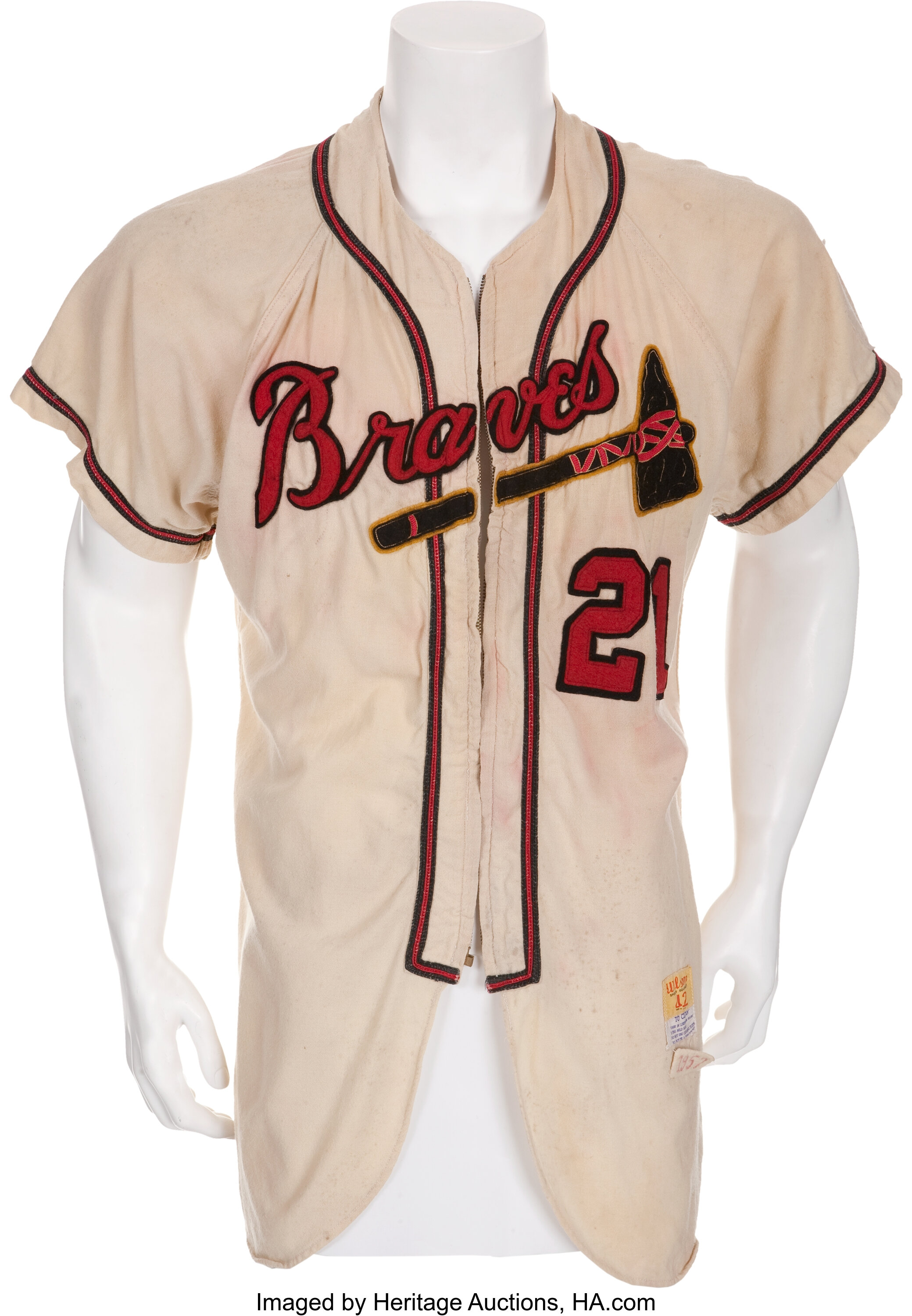 Lot Detail - Warren Spahn Milwaukee Braves Autographed Home Mitchell & Ness  Jersey (JSA)