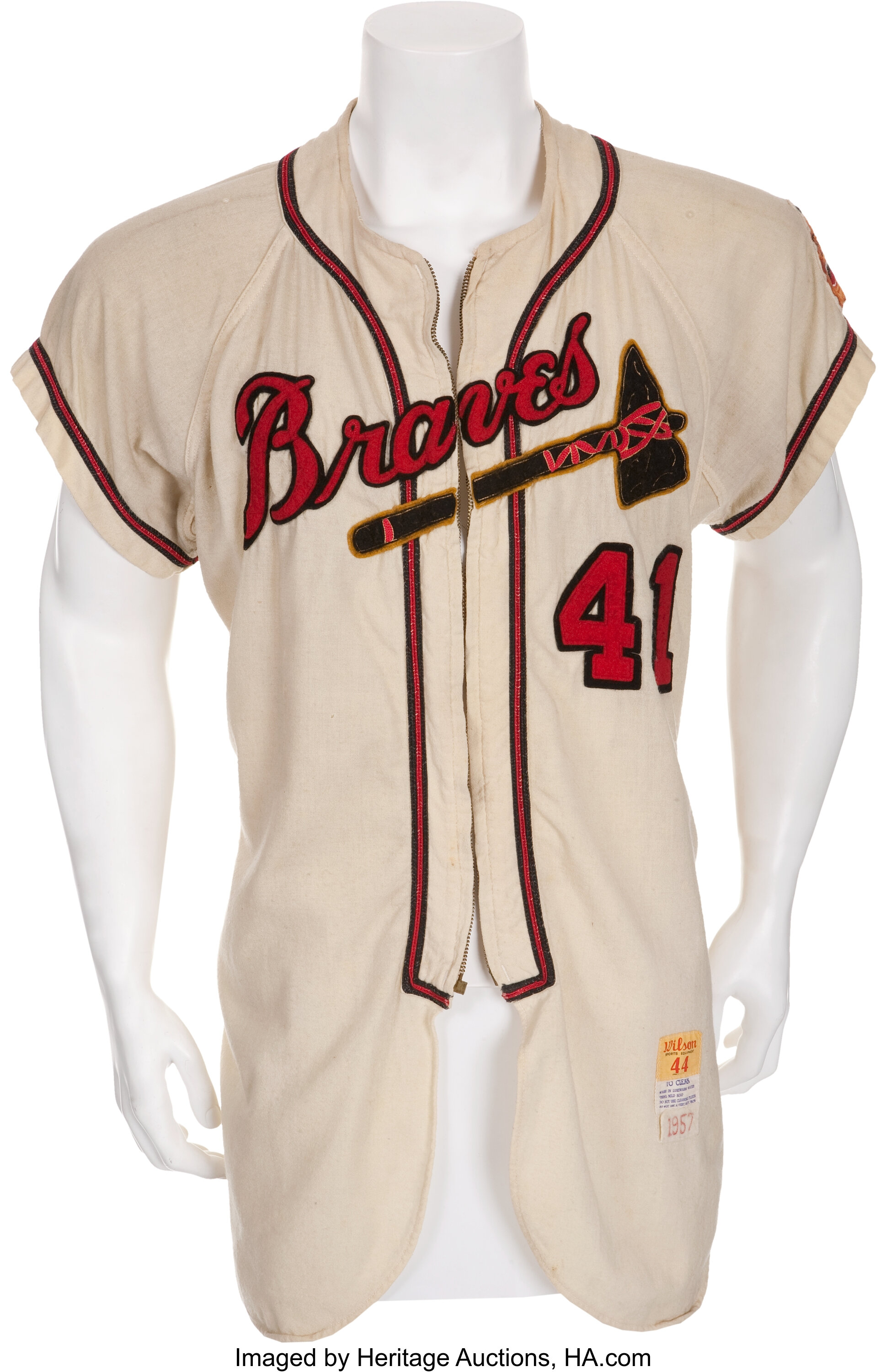 1957 Eddie Mathews Game Worn Milwaukee Braves Jersey. Baseball 