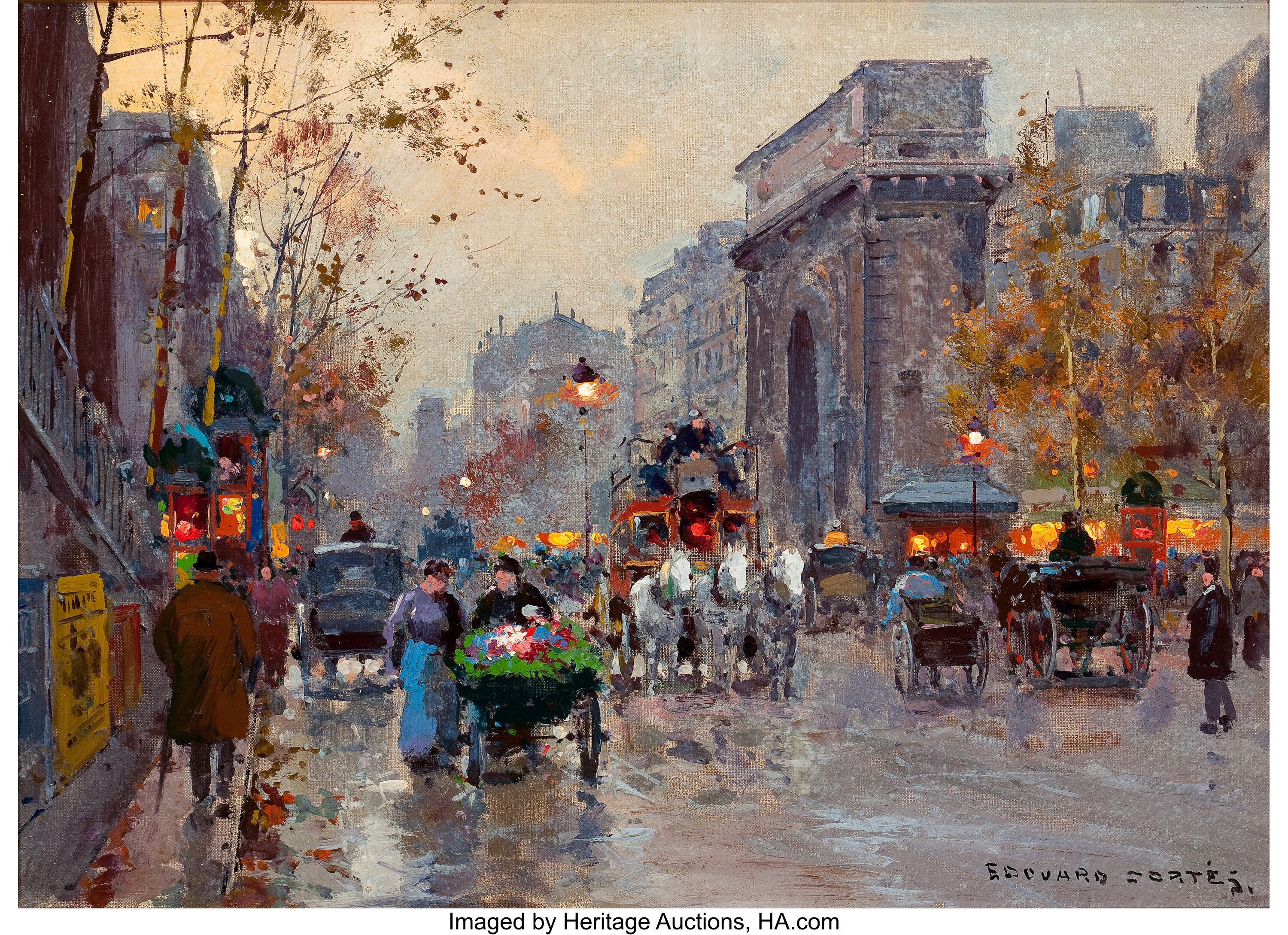 Edouard Leon Cortes French 18 1969 Paris Street Scene Oil On Lot Heritage Auctions