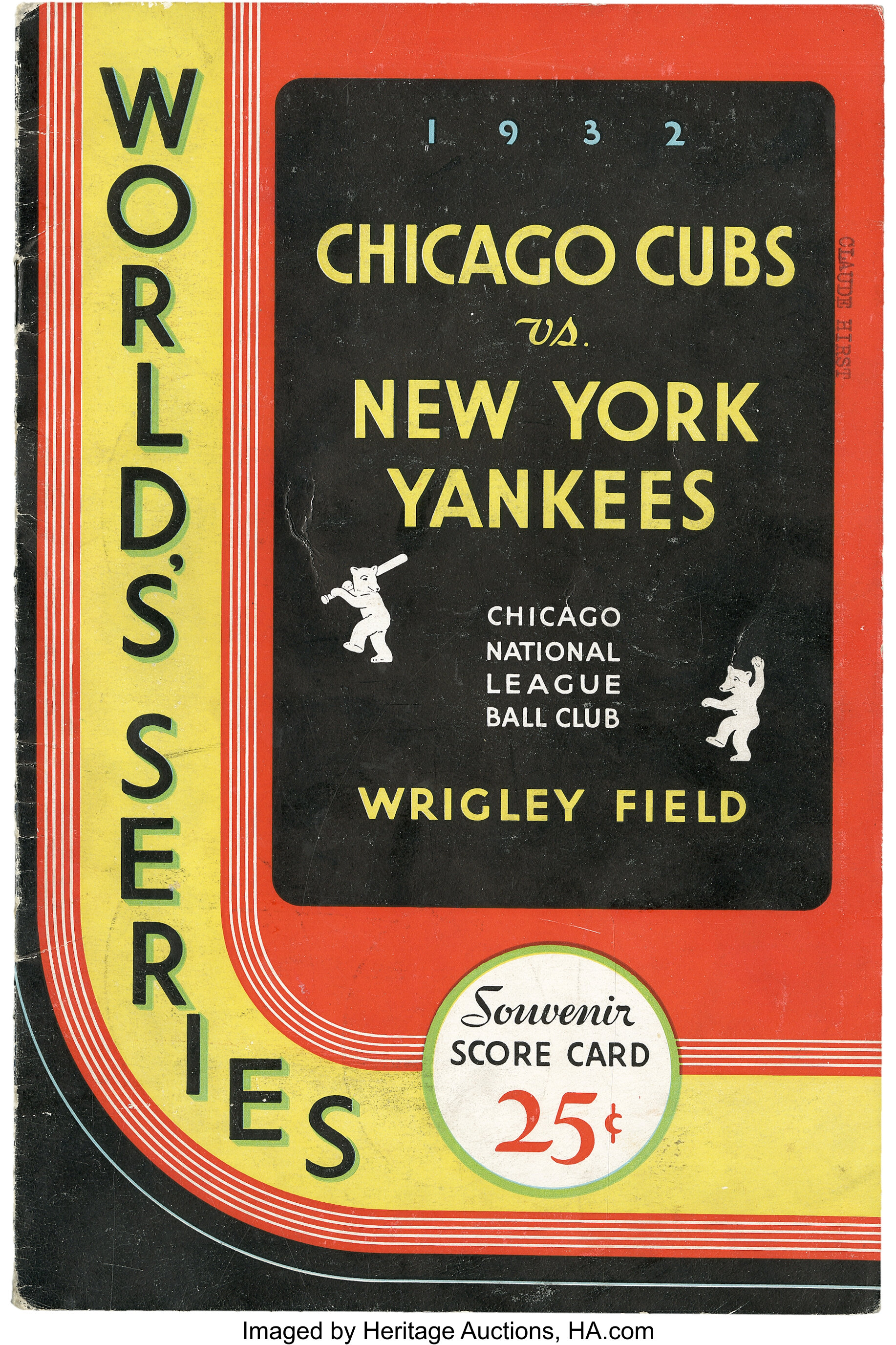 Vintage 1932 World Series Poster New York Yankees Chicago Cubs Wrigley  Original?