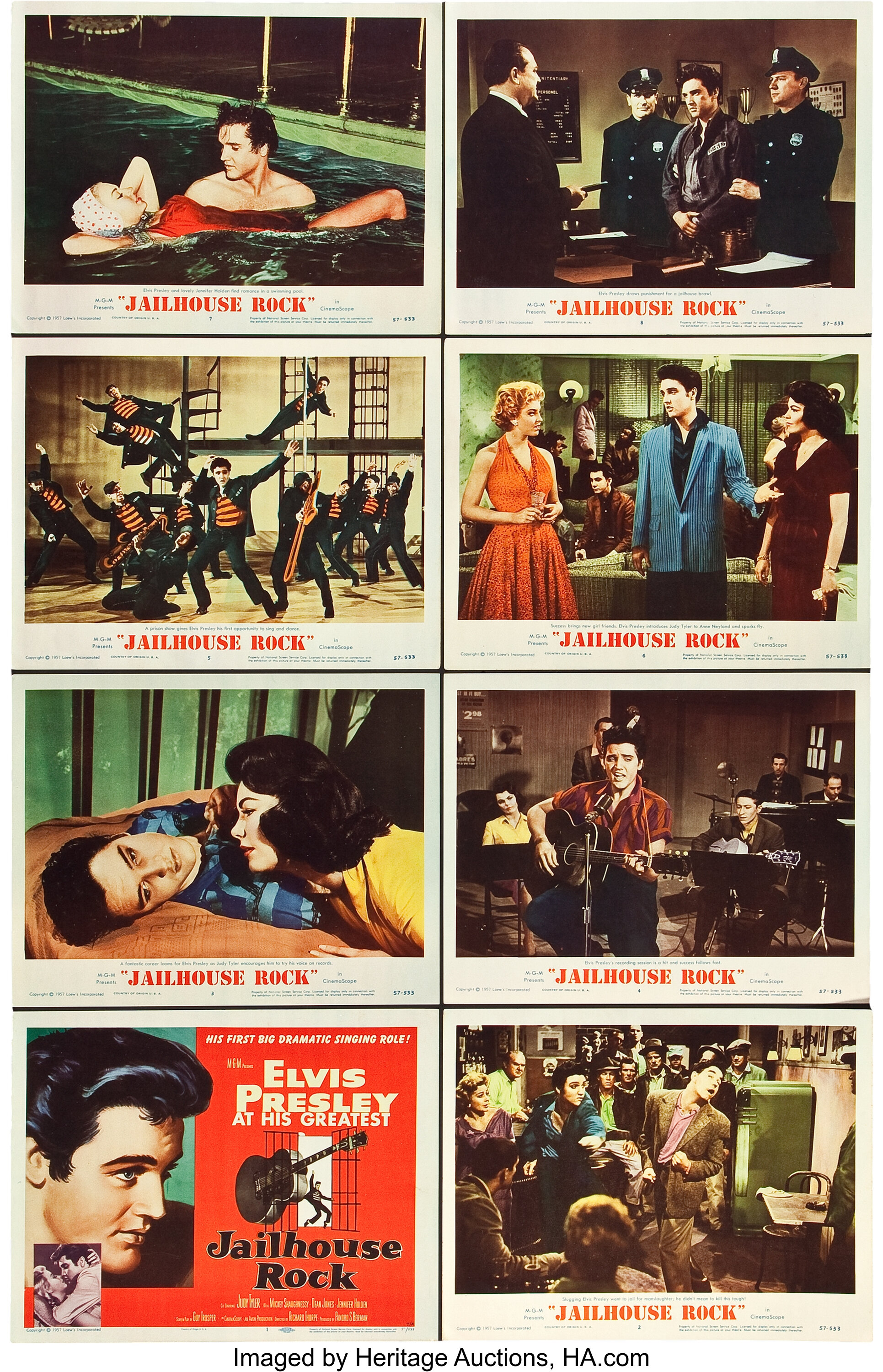 Jailhouse Rock Mgm 1957 Lobby Card Set Of 8 11 X 14 Lot 139 Heritage Auctions