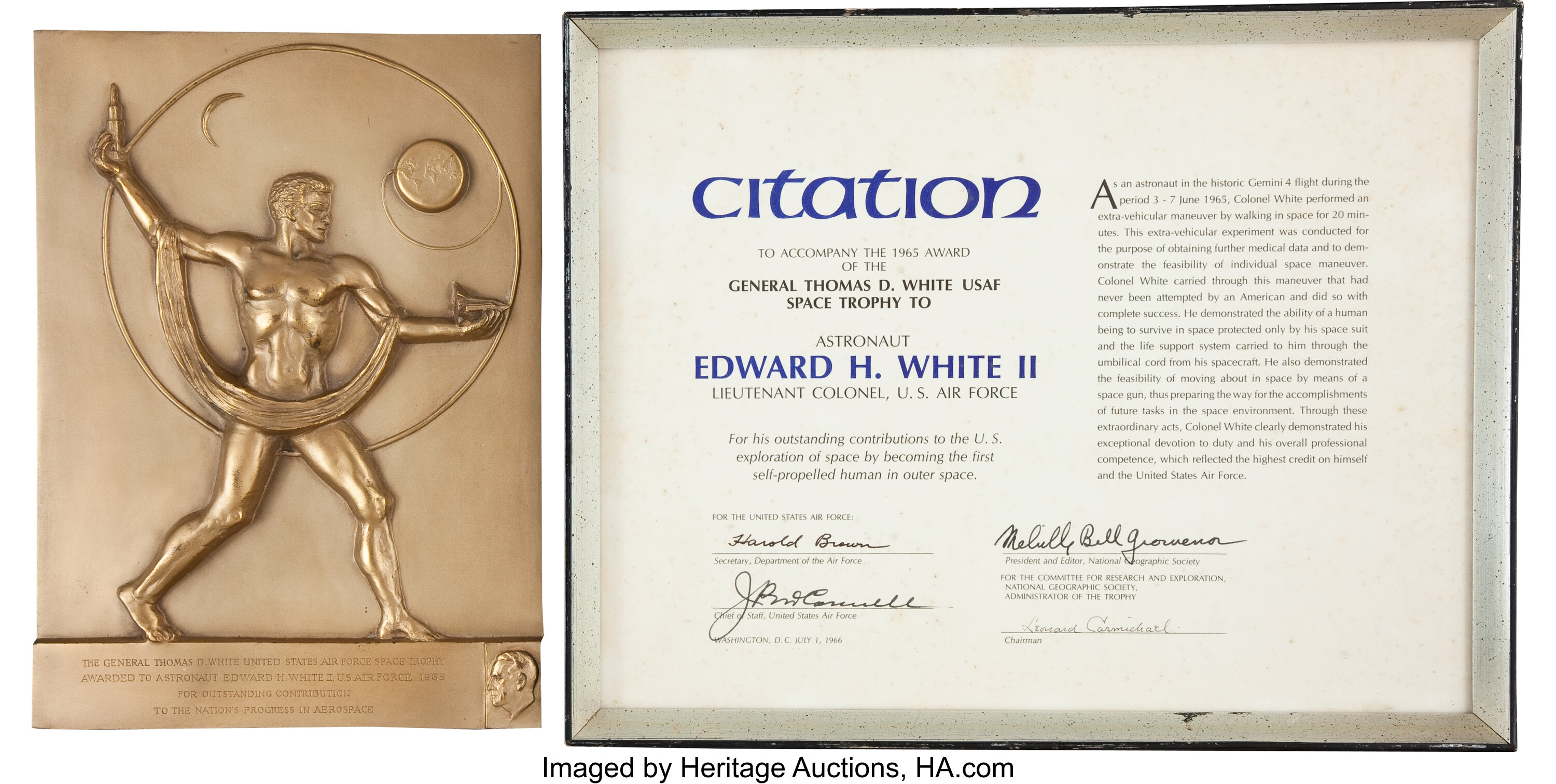 Gemini 4 General Thomas D White Space Trophy And Citation Awarded Lot Heritage Auctions