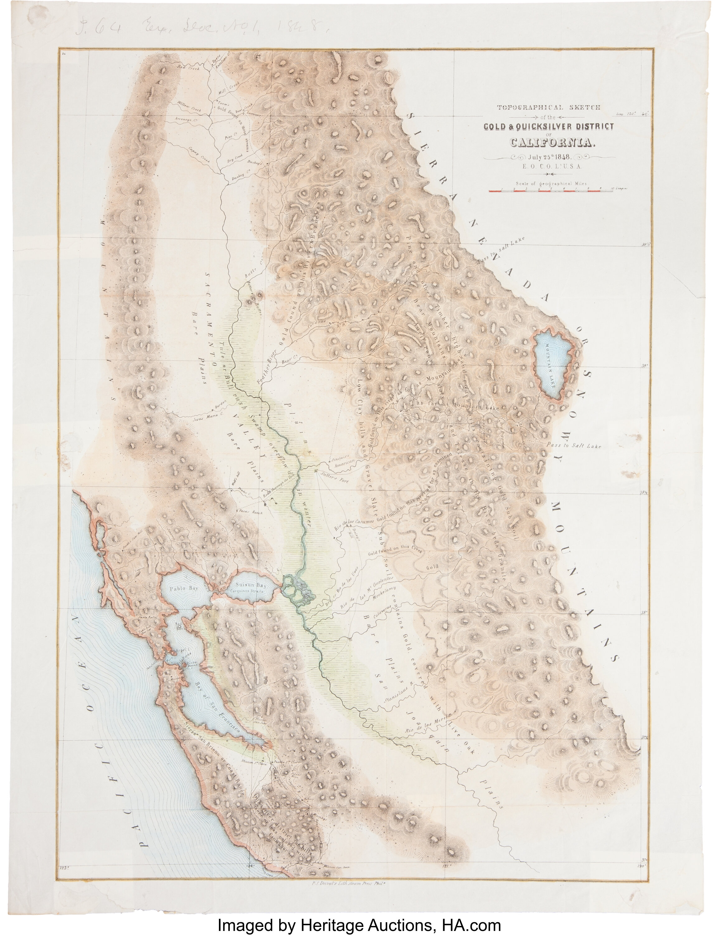 California Gold Rush A Large Hand Colored 1848 Dated Map Lot Heritage Auctions