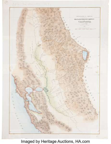 California Gold Rush A Large Hand Colored 1848 Dated Map