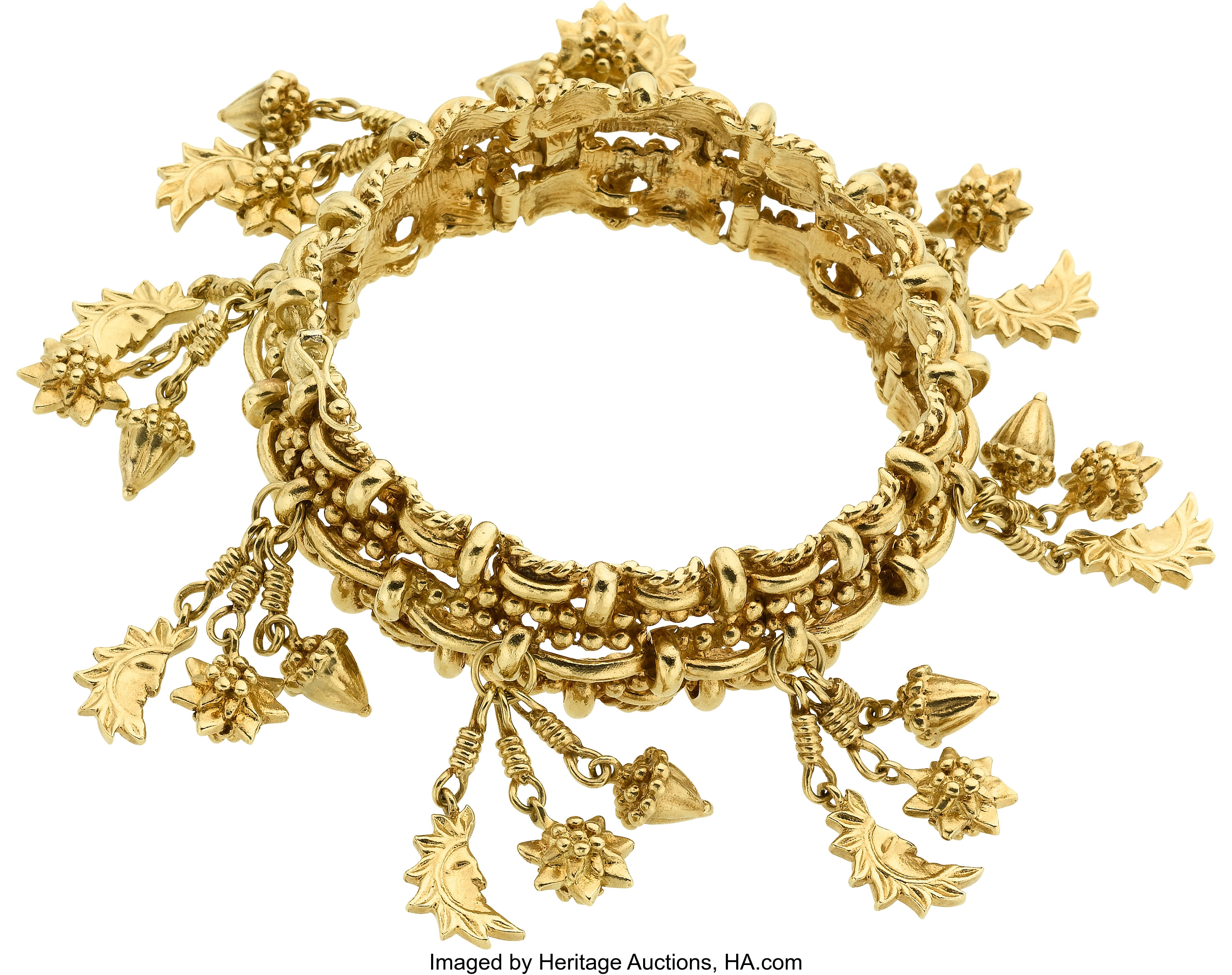 Gold Charm Bracelet, Tiffany & Co..  Estate Jewelry Bracelets, Lot  #58032