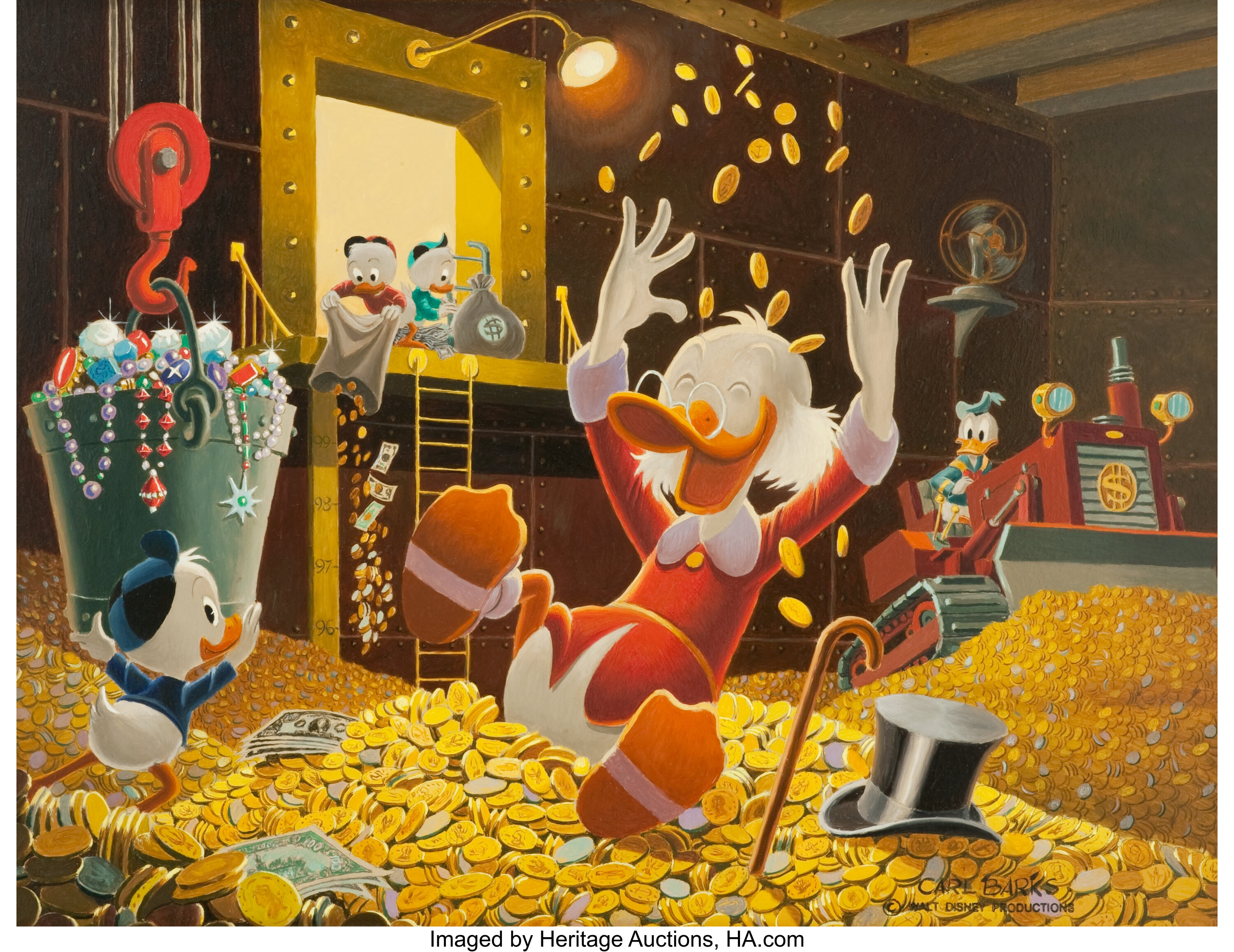 Carl Barks A Binful of Fun Oil Painting Original Art (1974).... | Lot ...