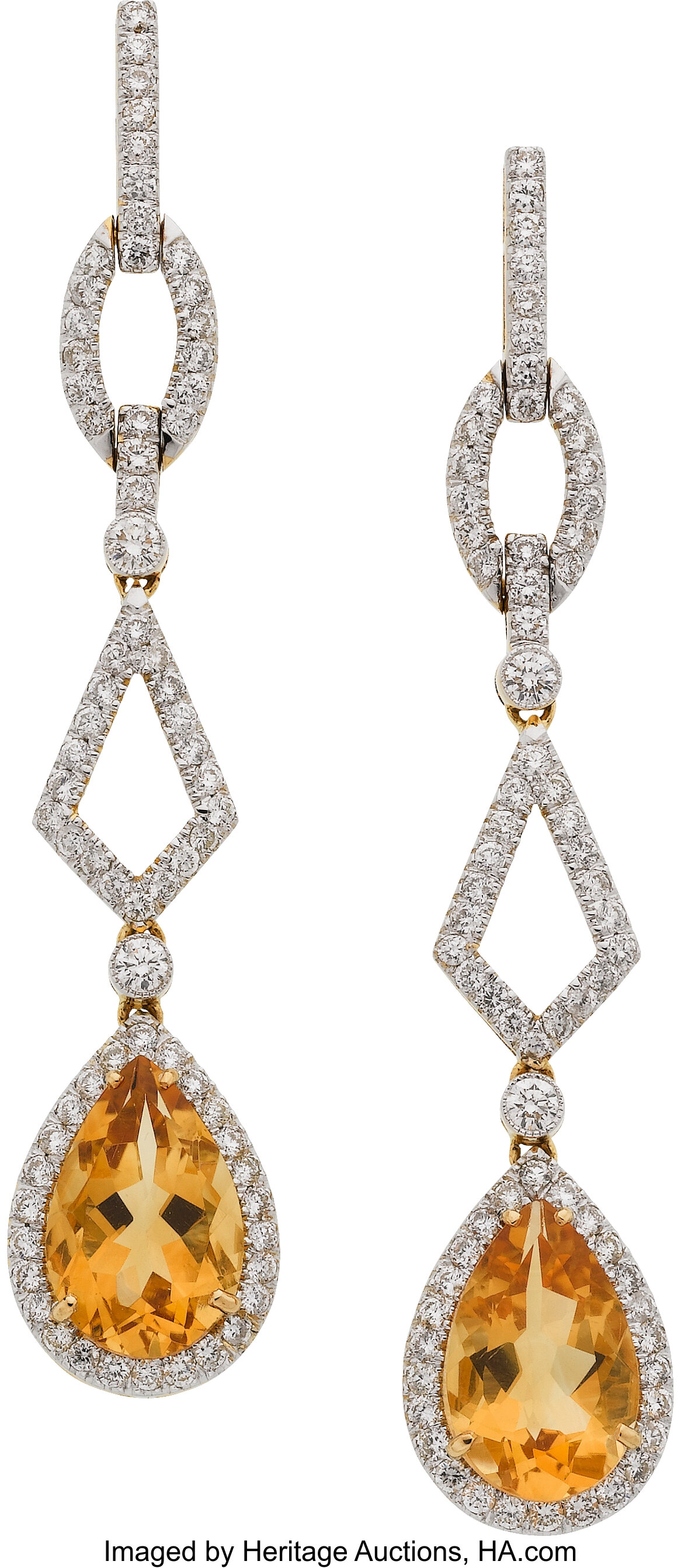 Citrine, Diamond, Gold Earrings, Eli Frei. ... Estate Jewelry | Lot ...