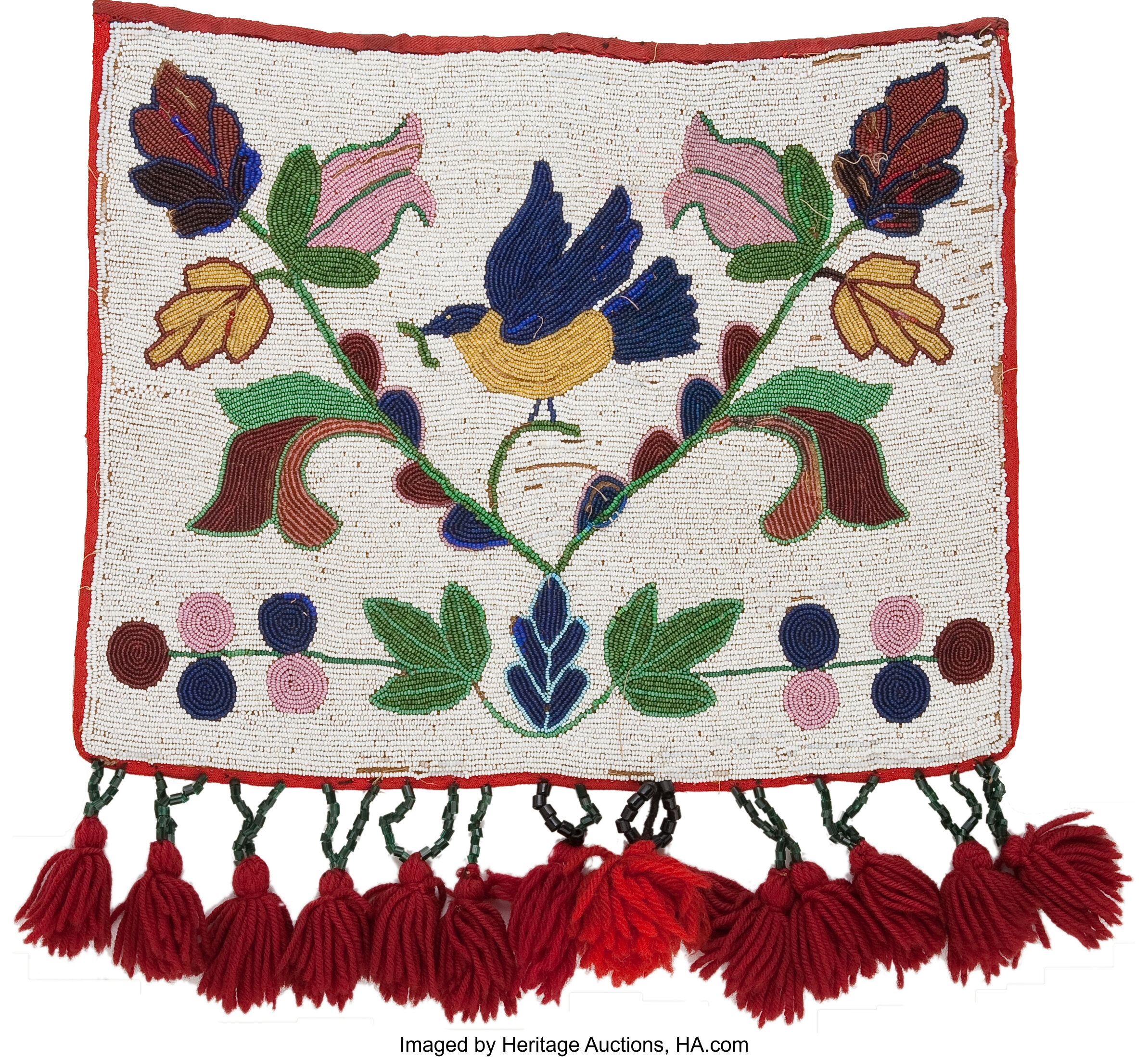 A CHIPPEWA PICTORIAL BEADED HIDE PANEL. c. 1910... American Indian ...