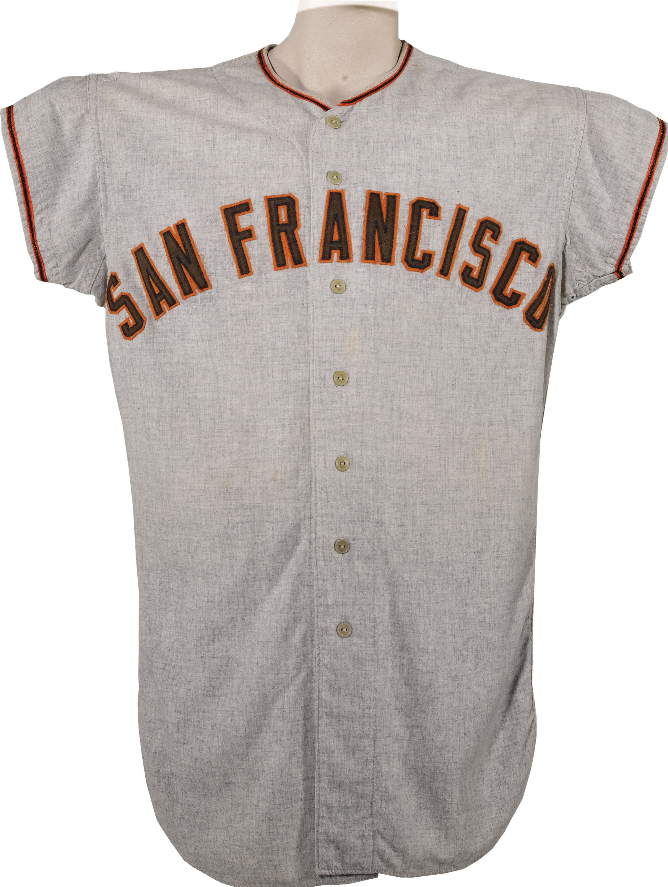 A jersey worn by Willie Mays during Giants' first year in S.F. is