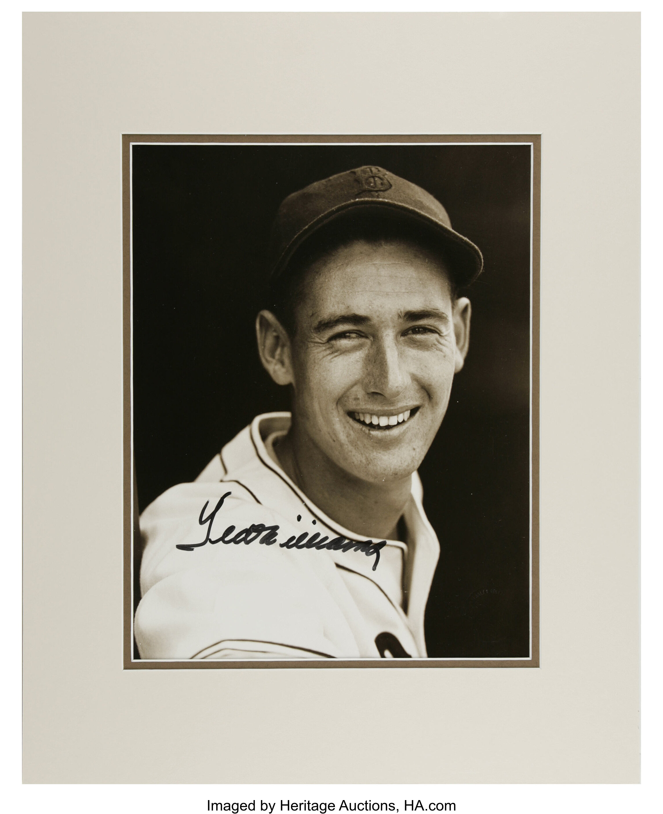 Ted Williams Signed Large Photograph. The beautifully matted and | Lot ...