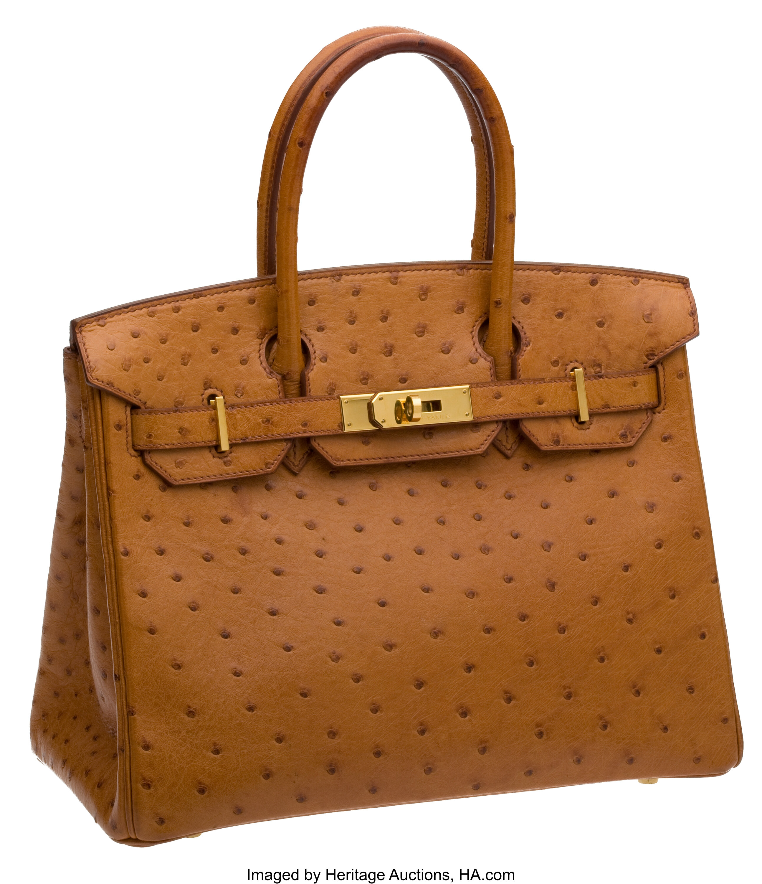 Hermes 30cm Parchment Ostrich Birkin Bag with Gold Hardware. , Lot  #56199, Heritage Auctions