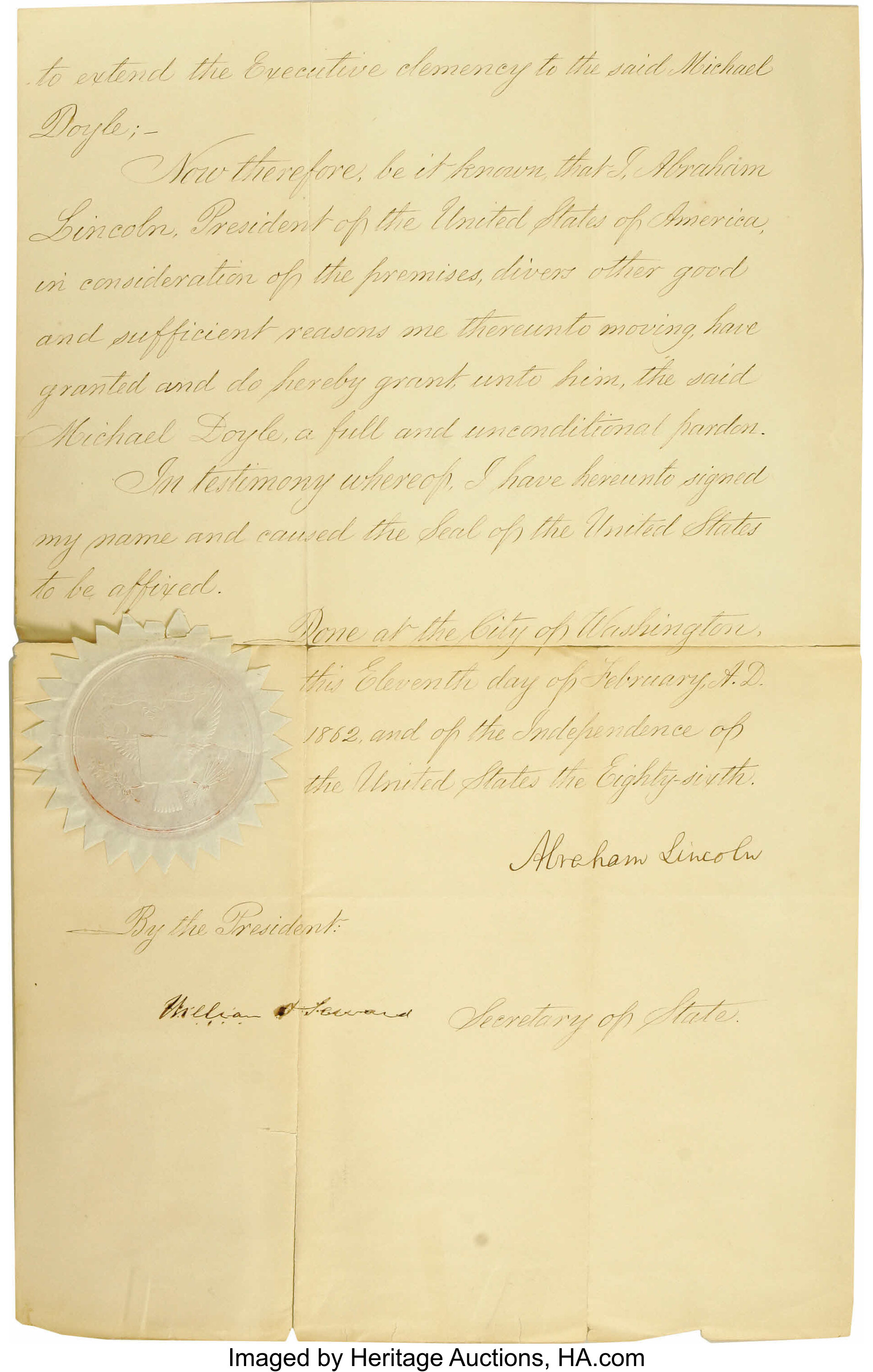 Abraham Lincoln, Manuscript Document Signed 