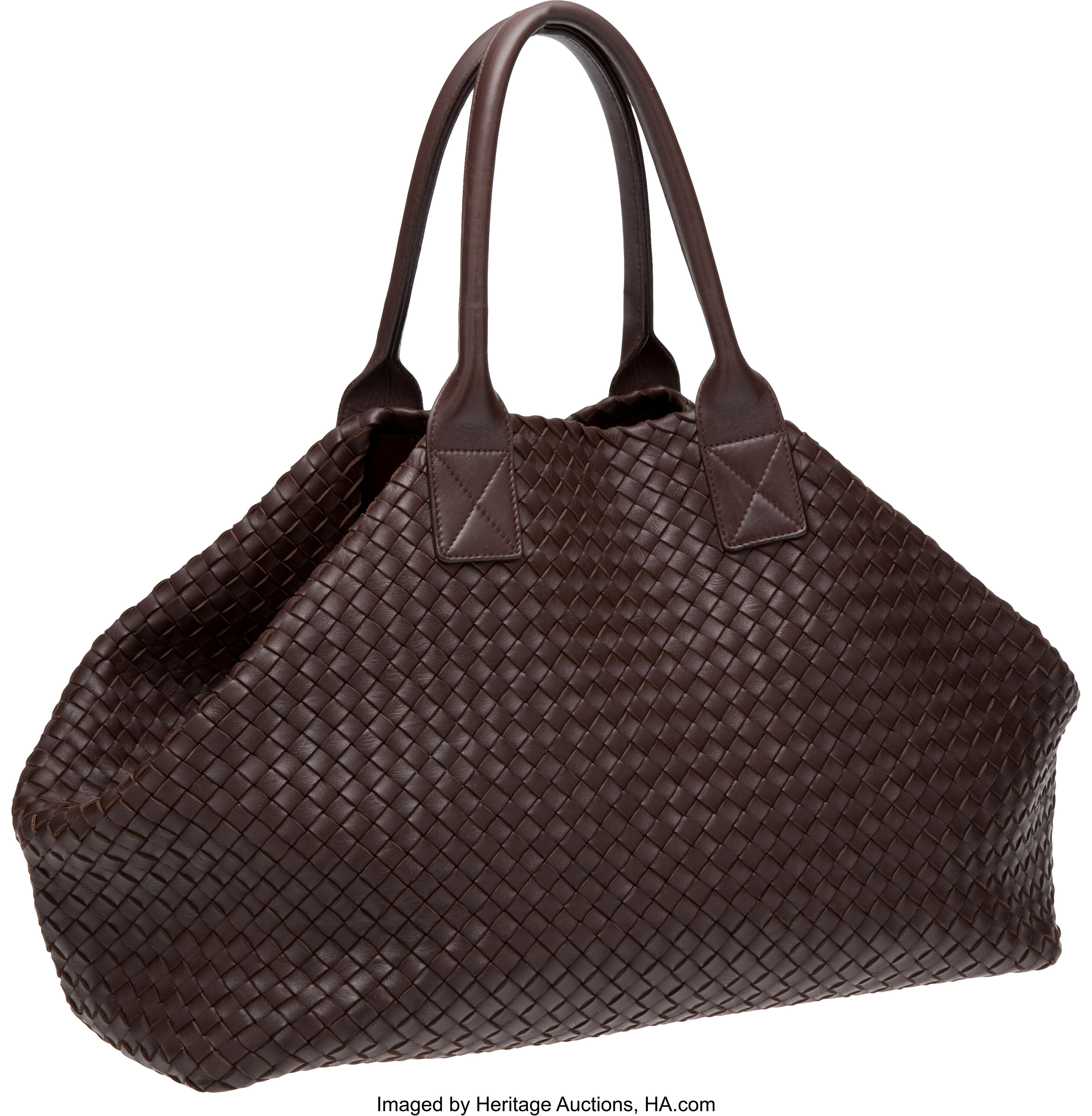 Bottega Veneta Chocolate Brown Handmade Woven Leather Large Cabat Lot 58616 Heritage Auctions