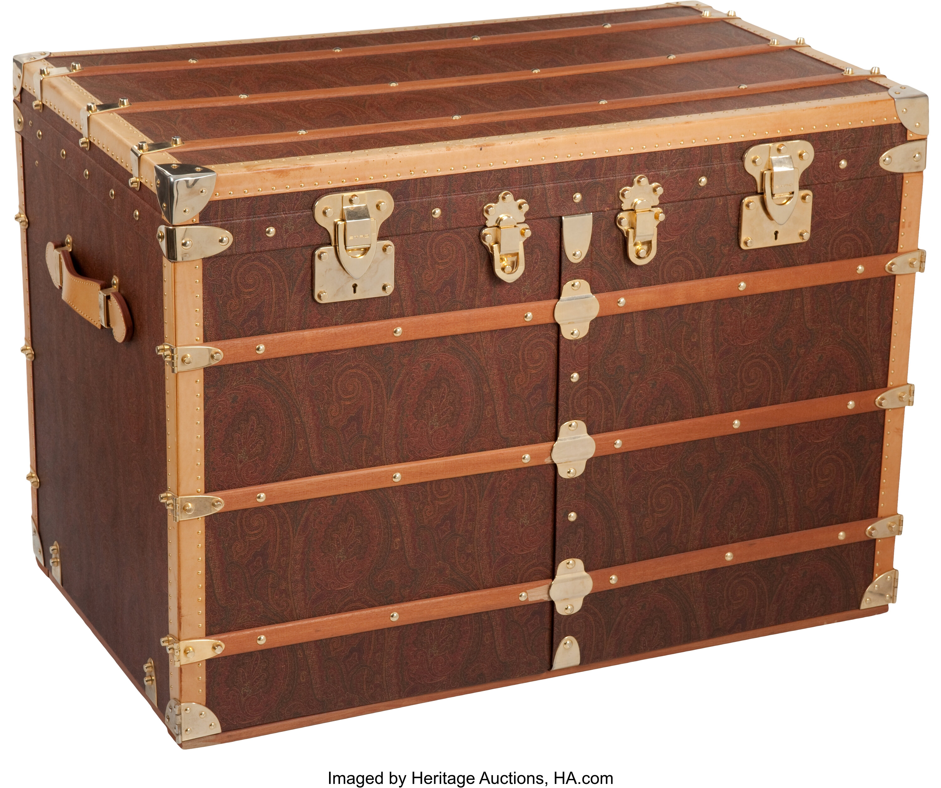 Sold at Auction: A large antique steamer trunk