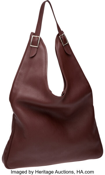 Hermes Dark Brown Clemence Leather Sac Massai PM Shoulder Bag