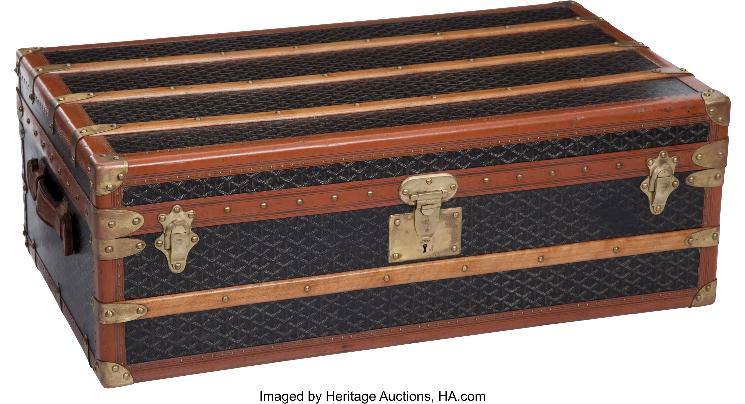 Goyard Antique Vintage Monogram Steamer Trunk Louis Vuitton