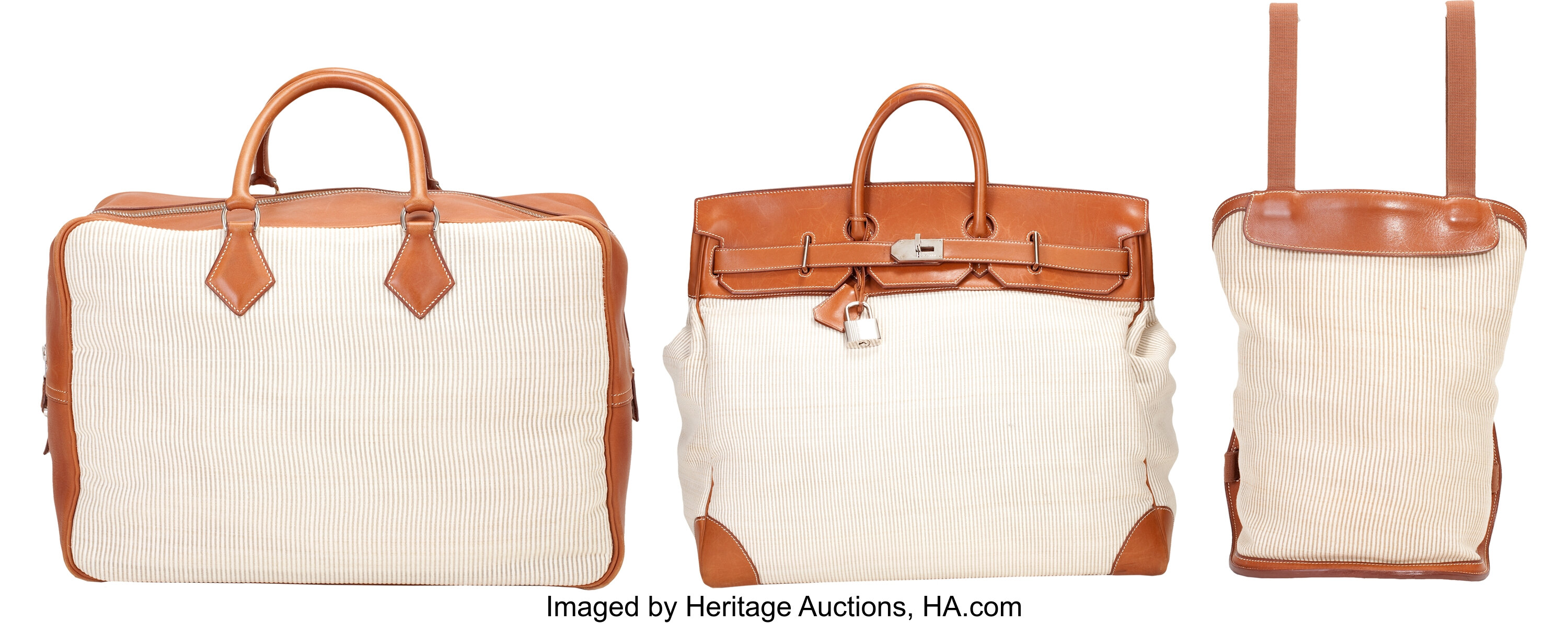 Hermes Light Gray Wool & Havane Buffalo Leather TPM Garden Party