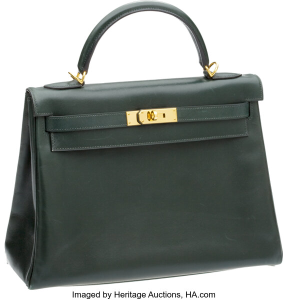 Hermes Kelly 32 Bag Bi-Color Vert Fonce-Vert Box Green Leather