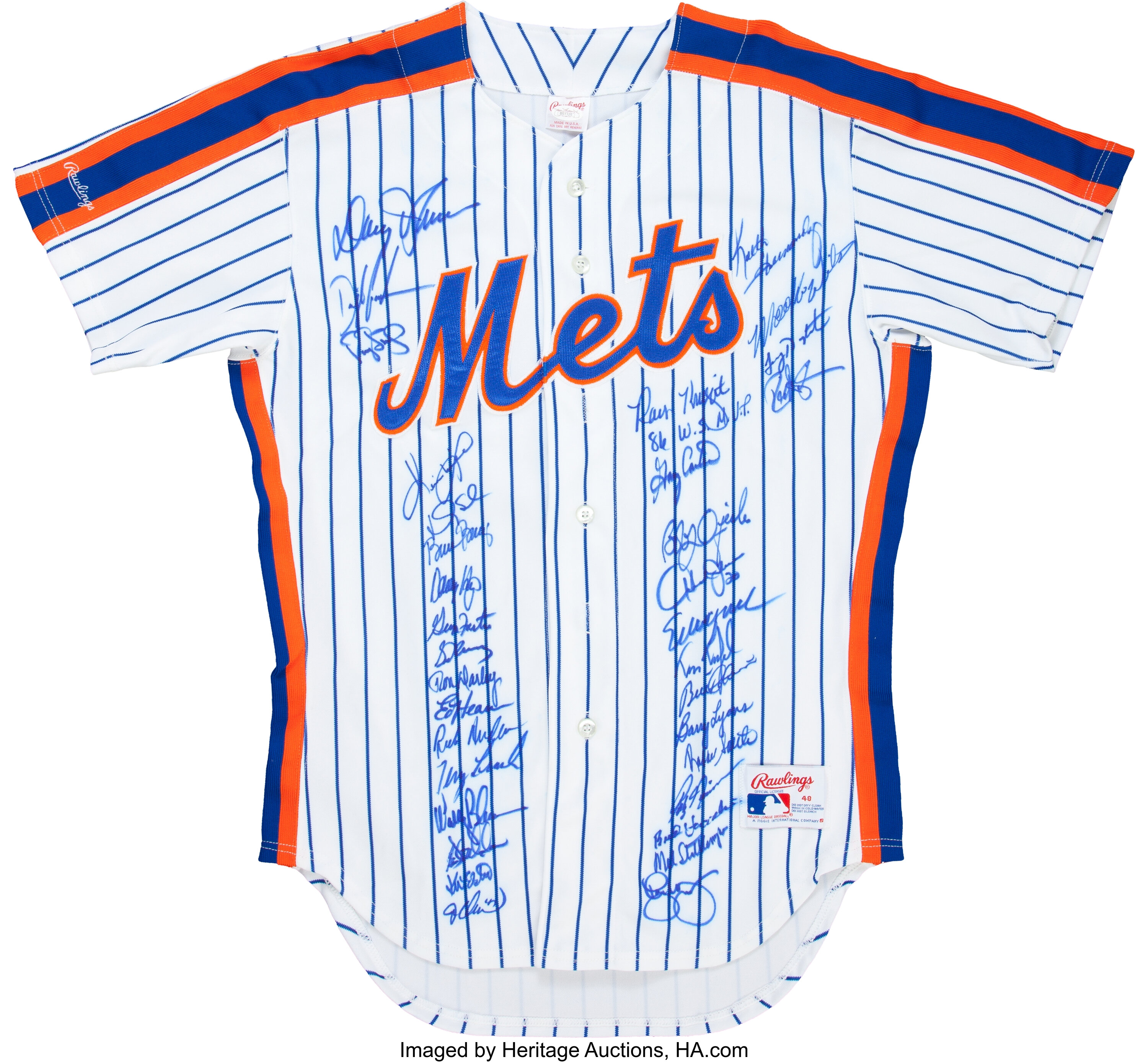 1986 New York Mets World Series Champs Team Signed Game Jersey