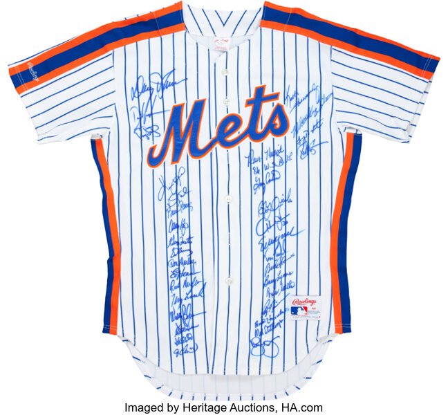1986 New York Mets Team Signed Jersey (34 Signatures).  Baseball, Lot  #41076