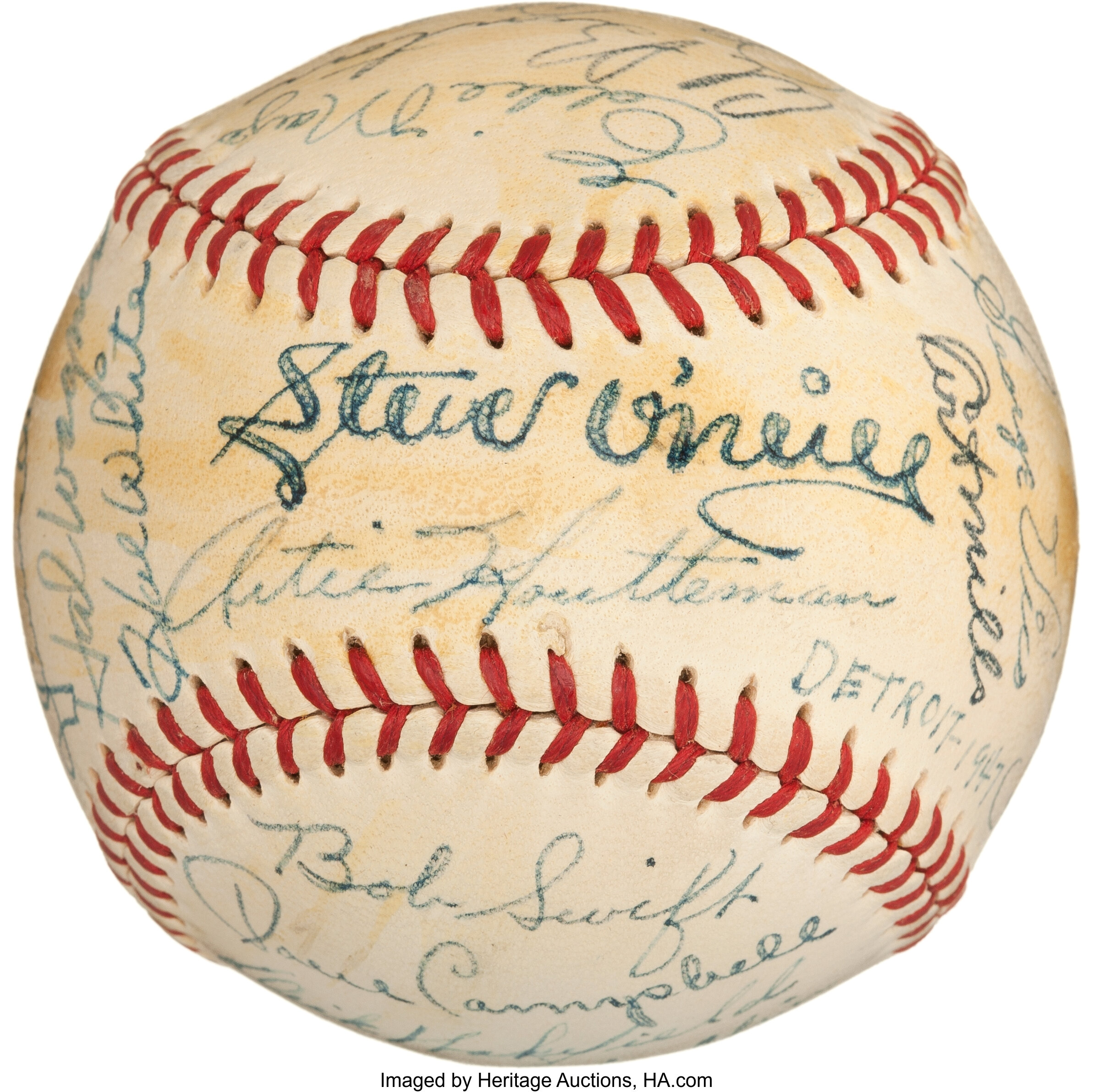 1947 Detroit Tigers Team Signed Official American League Baseball