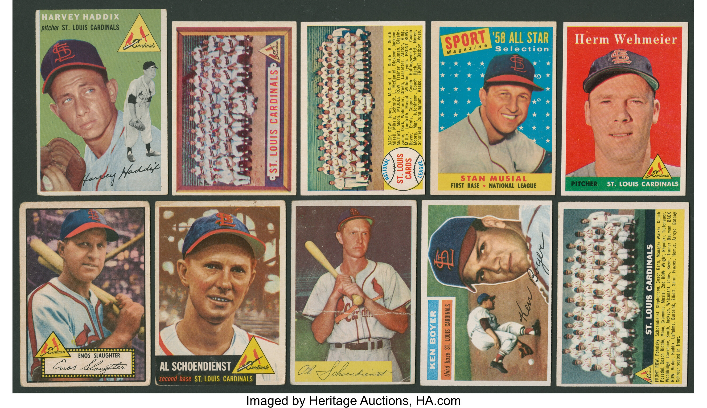 1950's St. Louis Cardinals Baseball Collection (57 cards). , Lot #44025