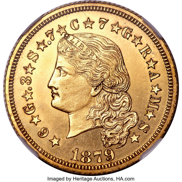 1880 Stella Gold $4 Coiled Hair Four Dollar Piece - Early Gold Coins Coin  Value Prices, Photos & Info