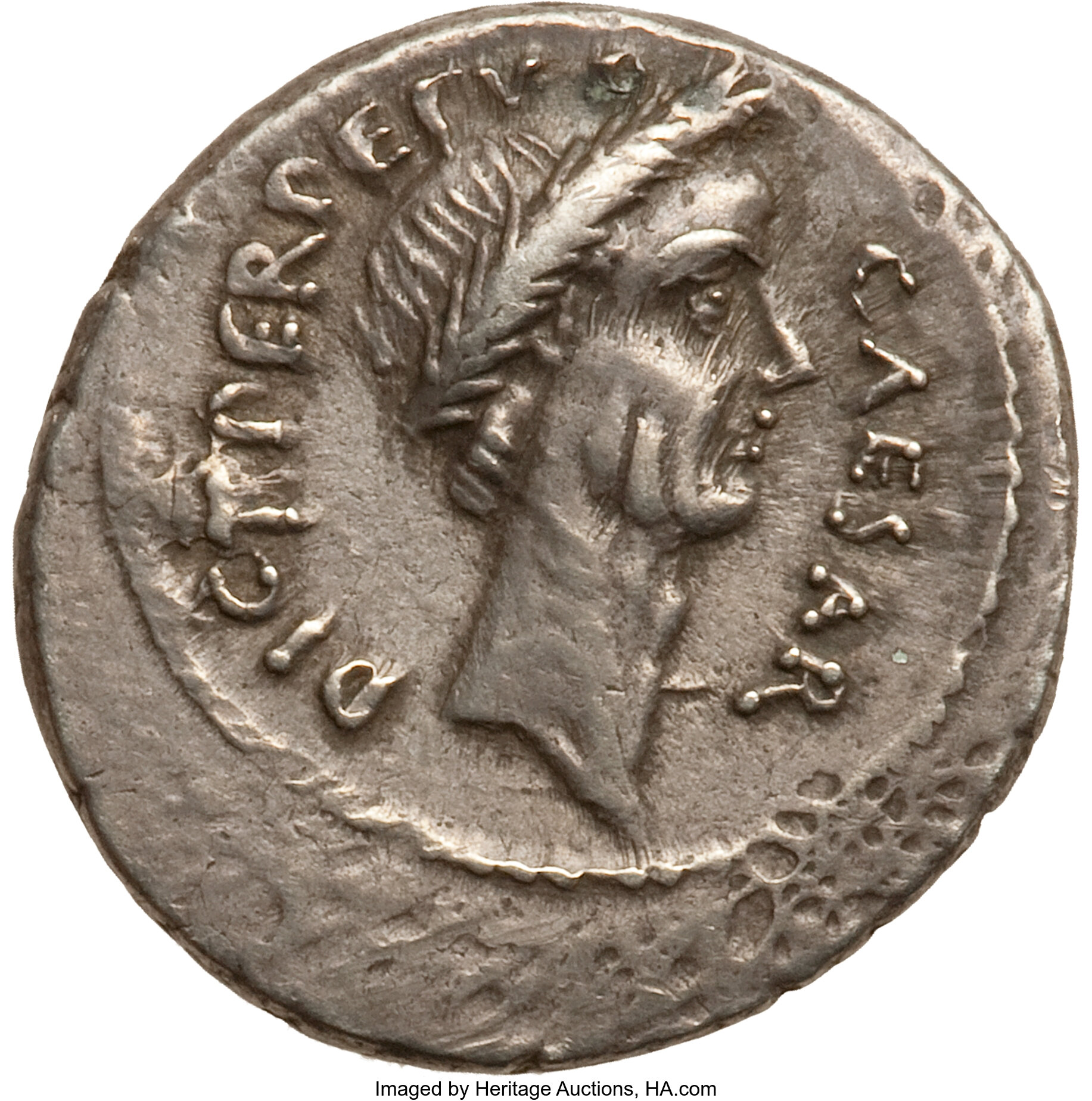 Ancients: Julius Caesar as Perpetual Dictator (44 BC). AR denarius