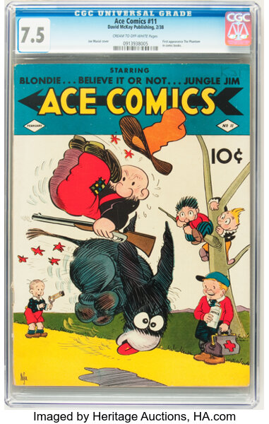 Golden Age (1938-1955):Cartoon Character, Ace Comics #11 (David McKay Publications, 1938) CGC VF- 7.5 Creamto off-white pages....