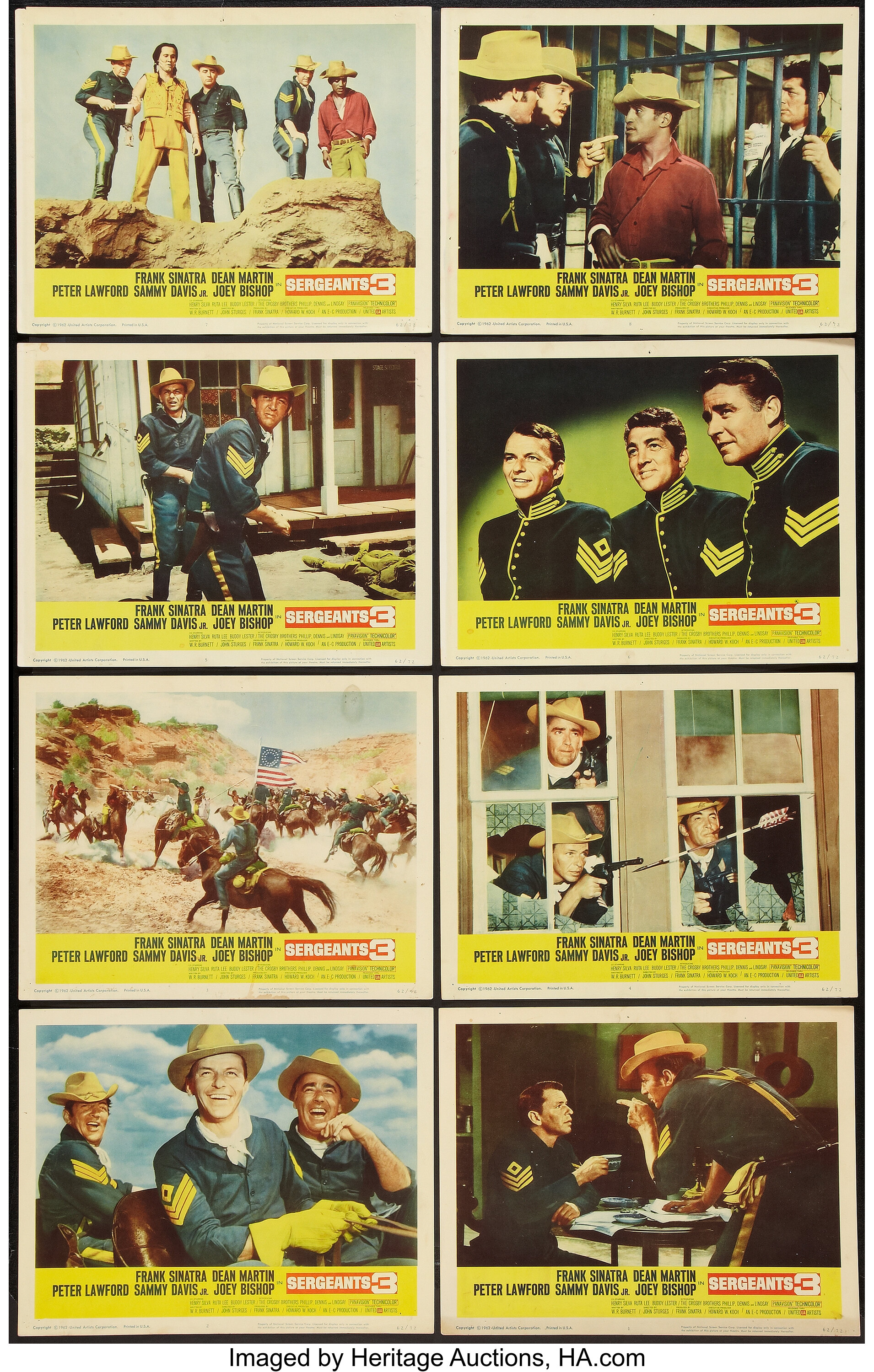 Sergeants 3 (United Artists, 1962). Lobby Card Set of 8 (11