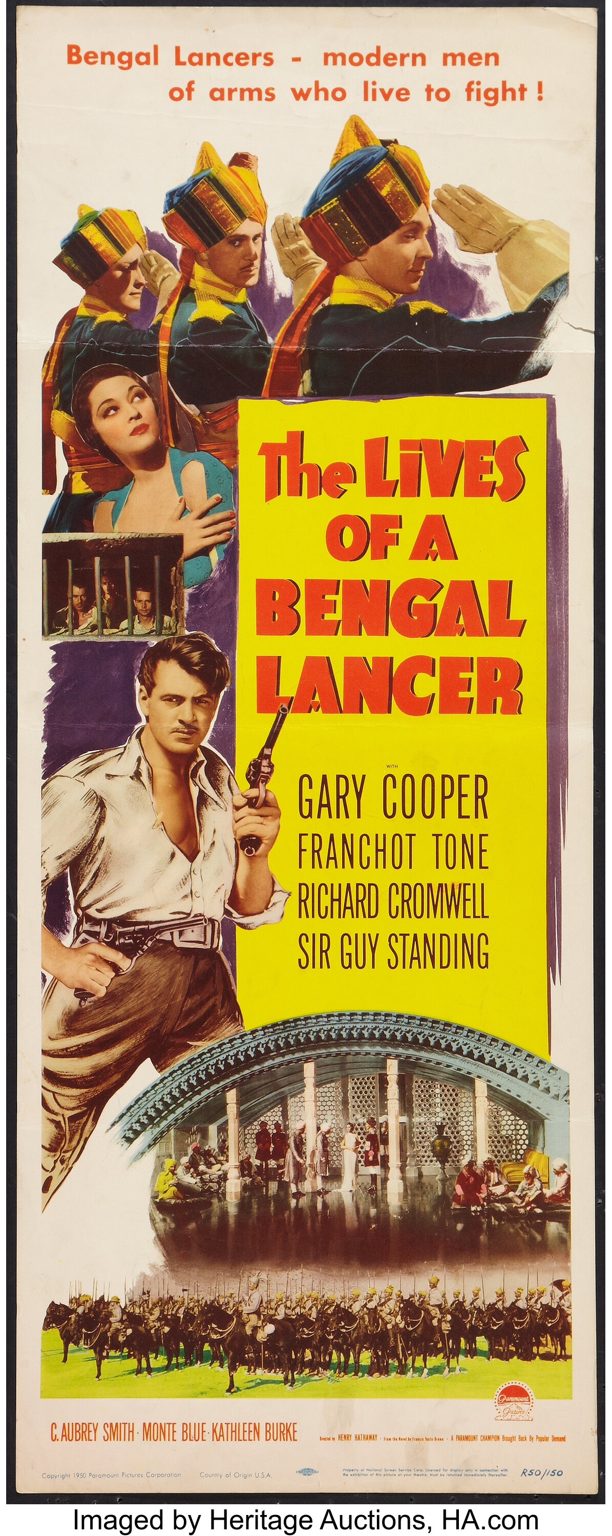 the-lives-of-a-bengal-lancer-paramount-r-1950-insert-14-x-lot