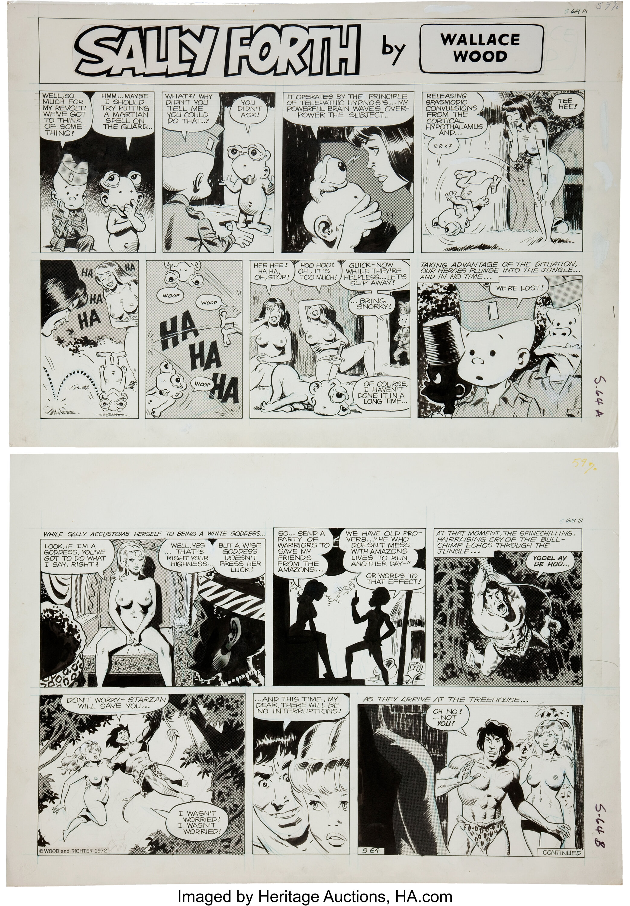 2086px x 3000px - Wally Wood Sally Forth Comic Strip #S64 Original Art (Wood and | Lot #92255  | Heritage Auctions