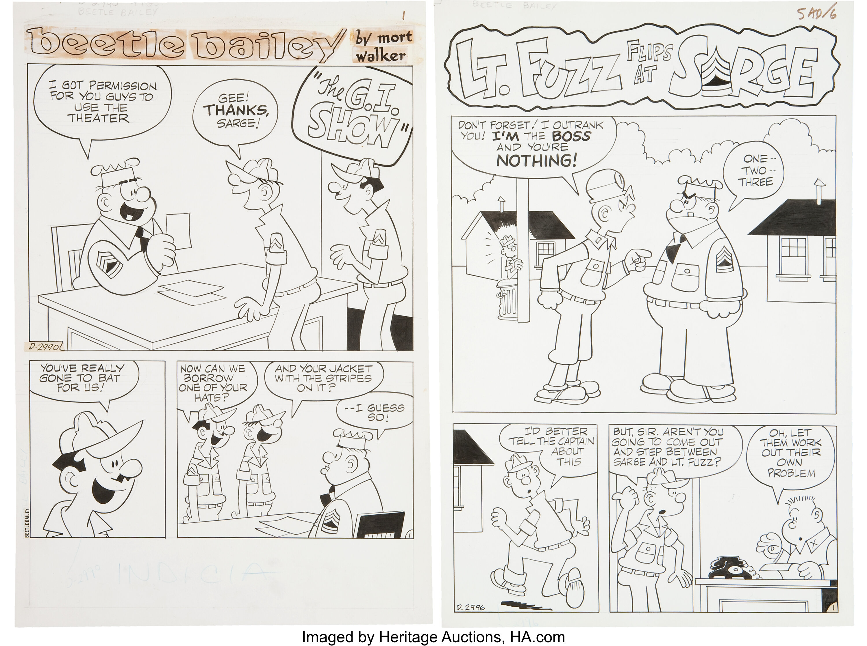 Beetle Bailey #91 Complete Story Original Art Group (Charlton, | Lot #12377  | Heritage Auctions
