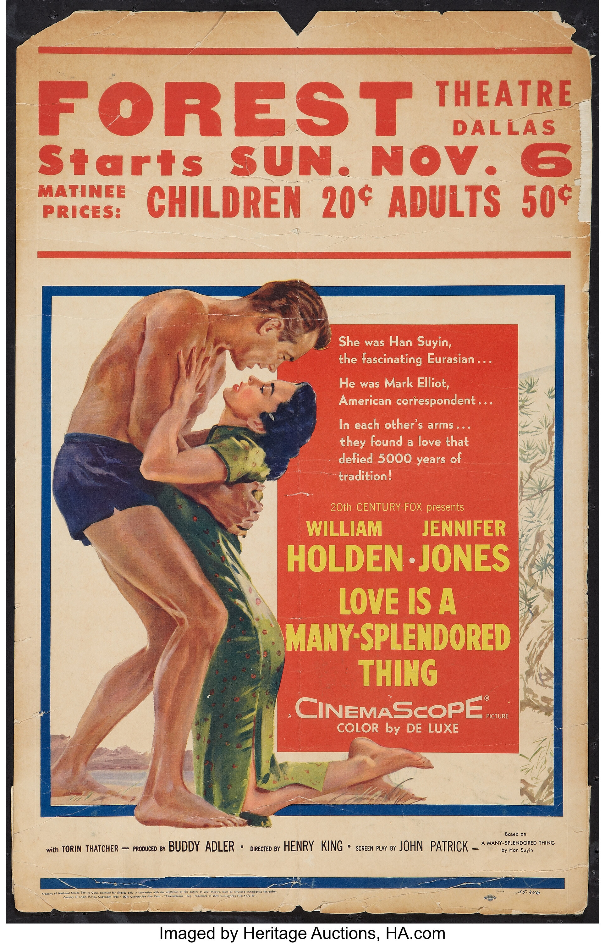 Love Is A Many Splendored Thing th Century Fox 1955 Window Lot Heritage Auctions