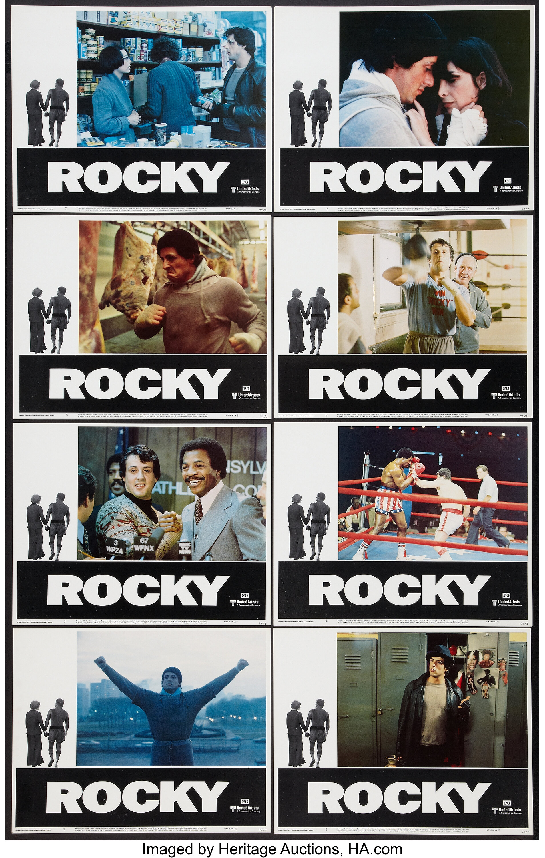 “Rocky II” Set of 8 Original Lobby Cards / Colour Front Of House Stills main image 0