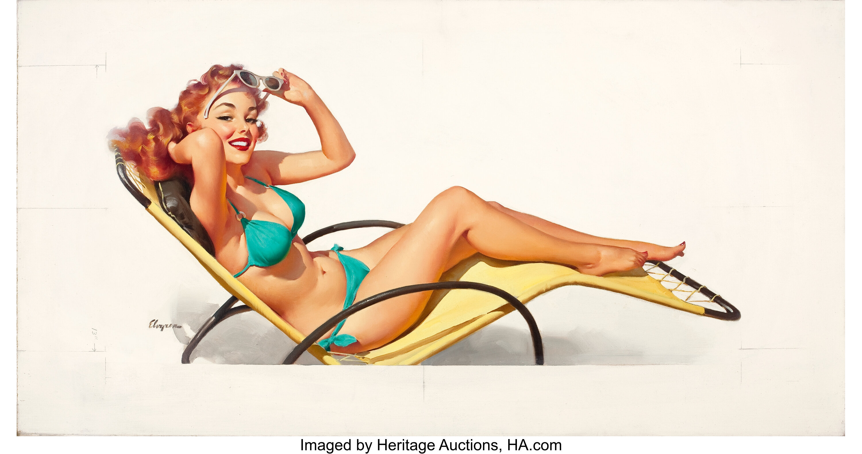 Gil Elvgren American 1914 1980 Pin Up In Turquoise Bikini Lot