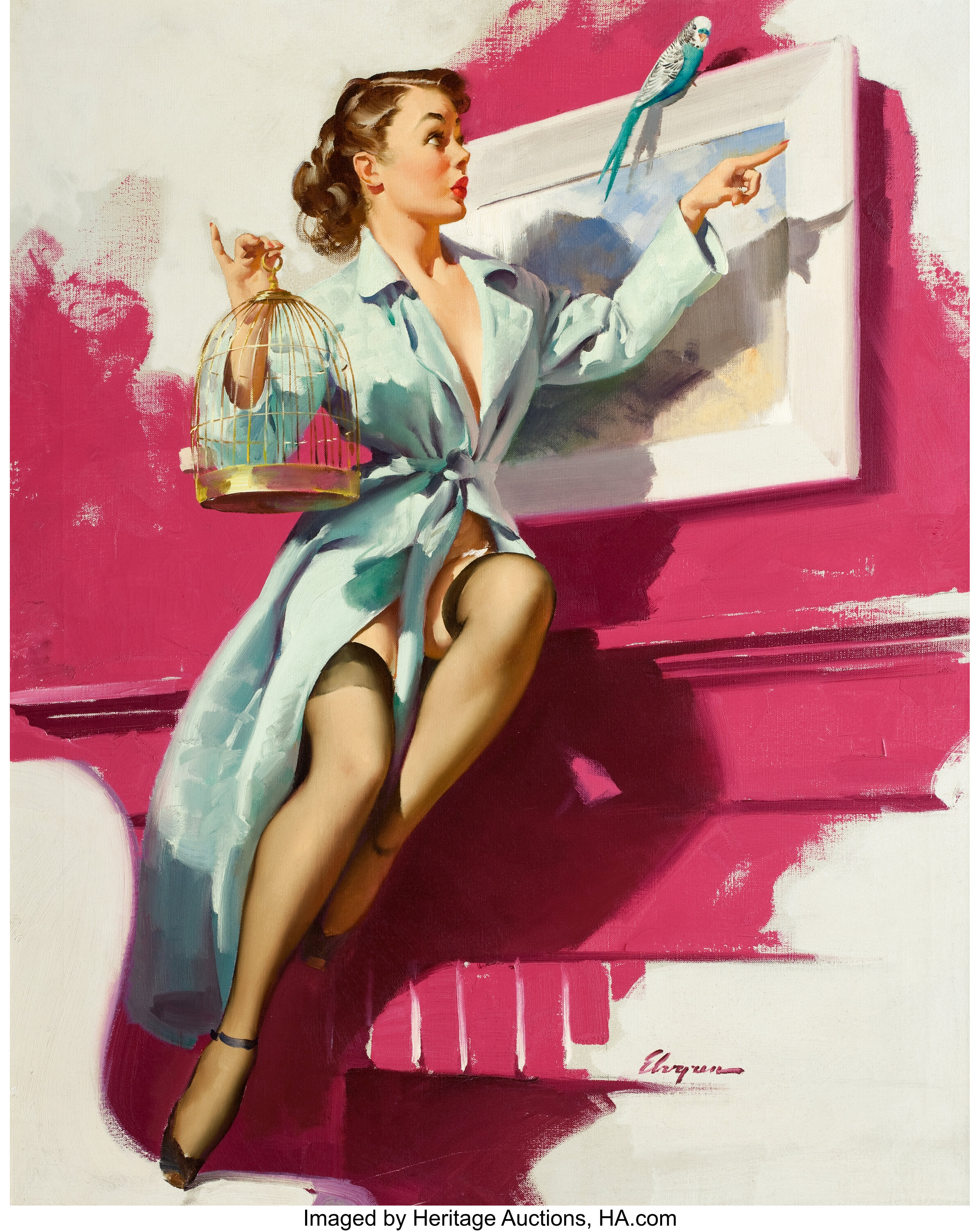 Gil Elvgren American 1914 1980 Pretty Cagey 1953 Oil On Lot 78090 Heritage Auctions 8342