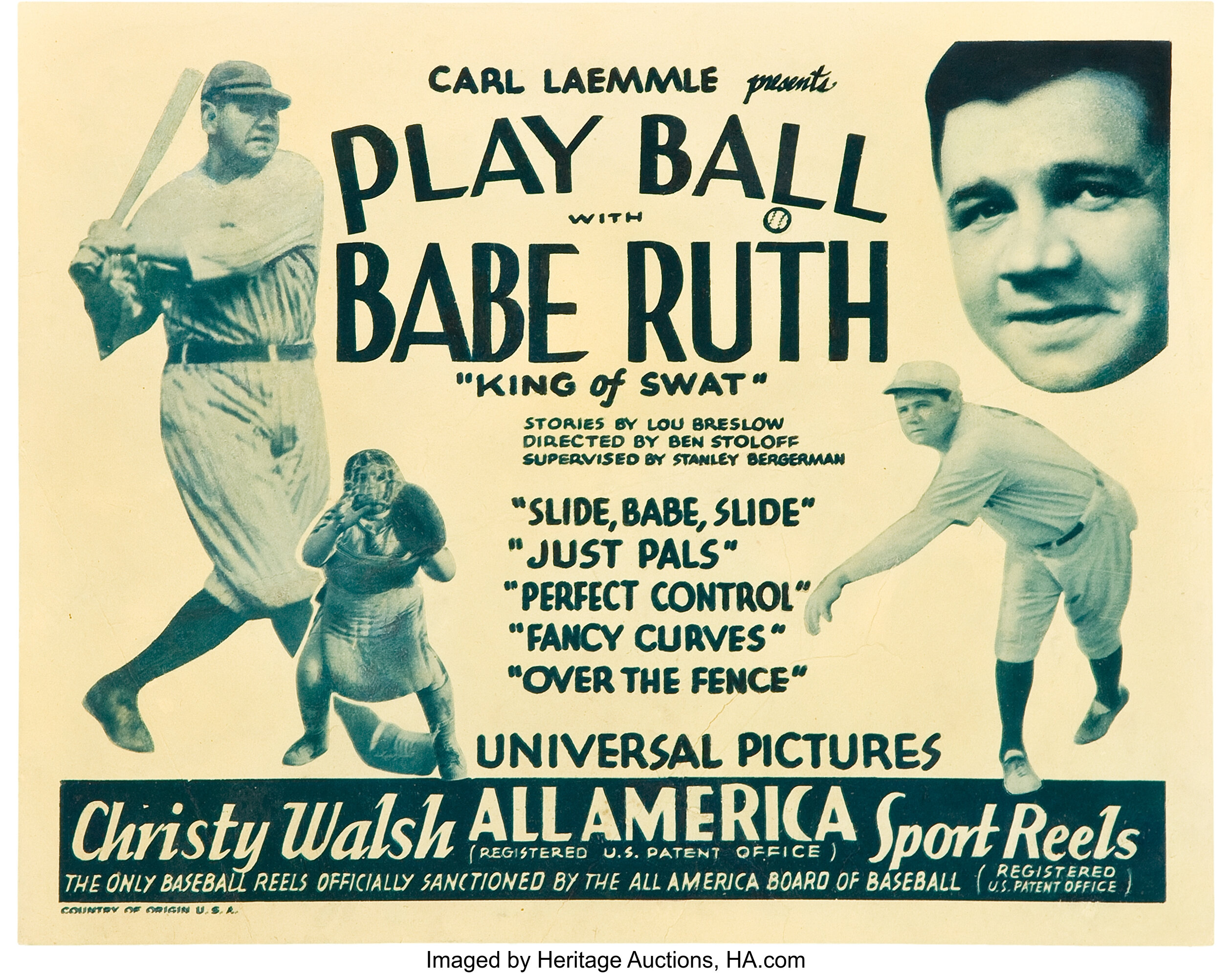 Babe Ruth Play Ball - VINTAGE POSTER