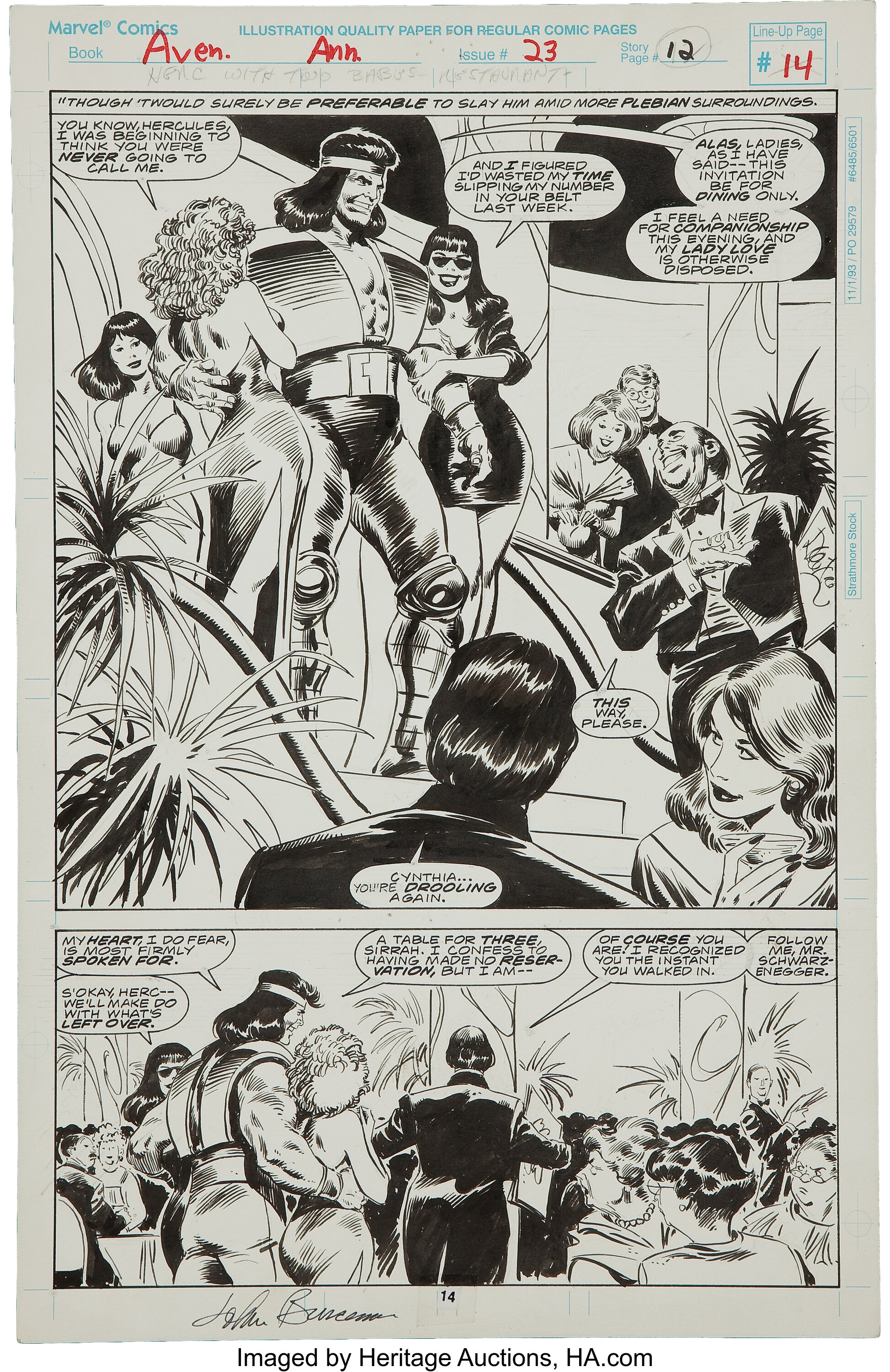 John Buscema Avengers Annual #23 page 14 Original Art (Marvel, | Lot ...