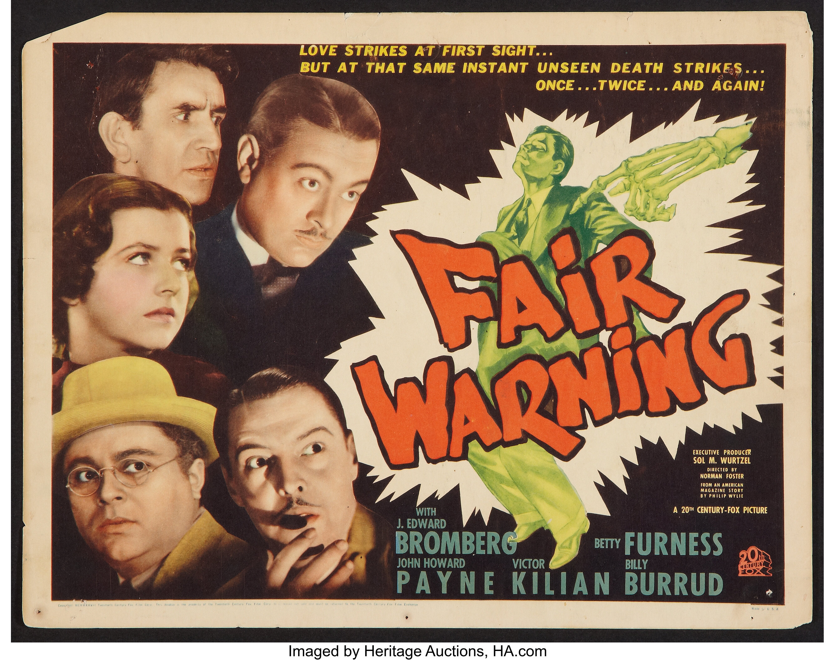 Fair Warning (20th Century Fox, 1937). Title Lobby Card (11