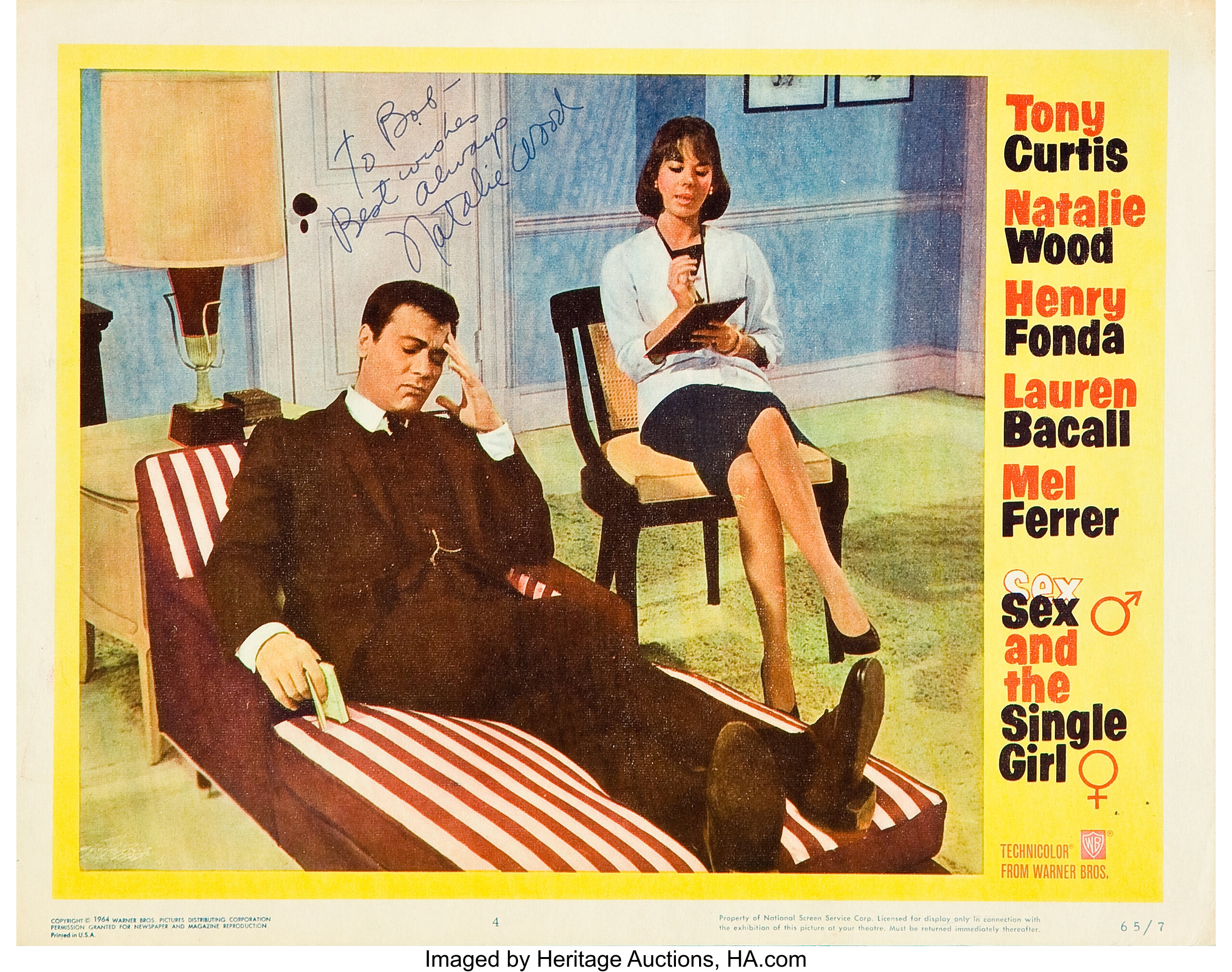 Sex and the Single Girl (Warner Brothers, 1964). Autographed Lobby | Lot  #83696 | Heritage Auctions