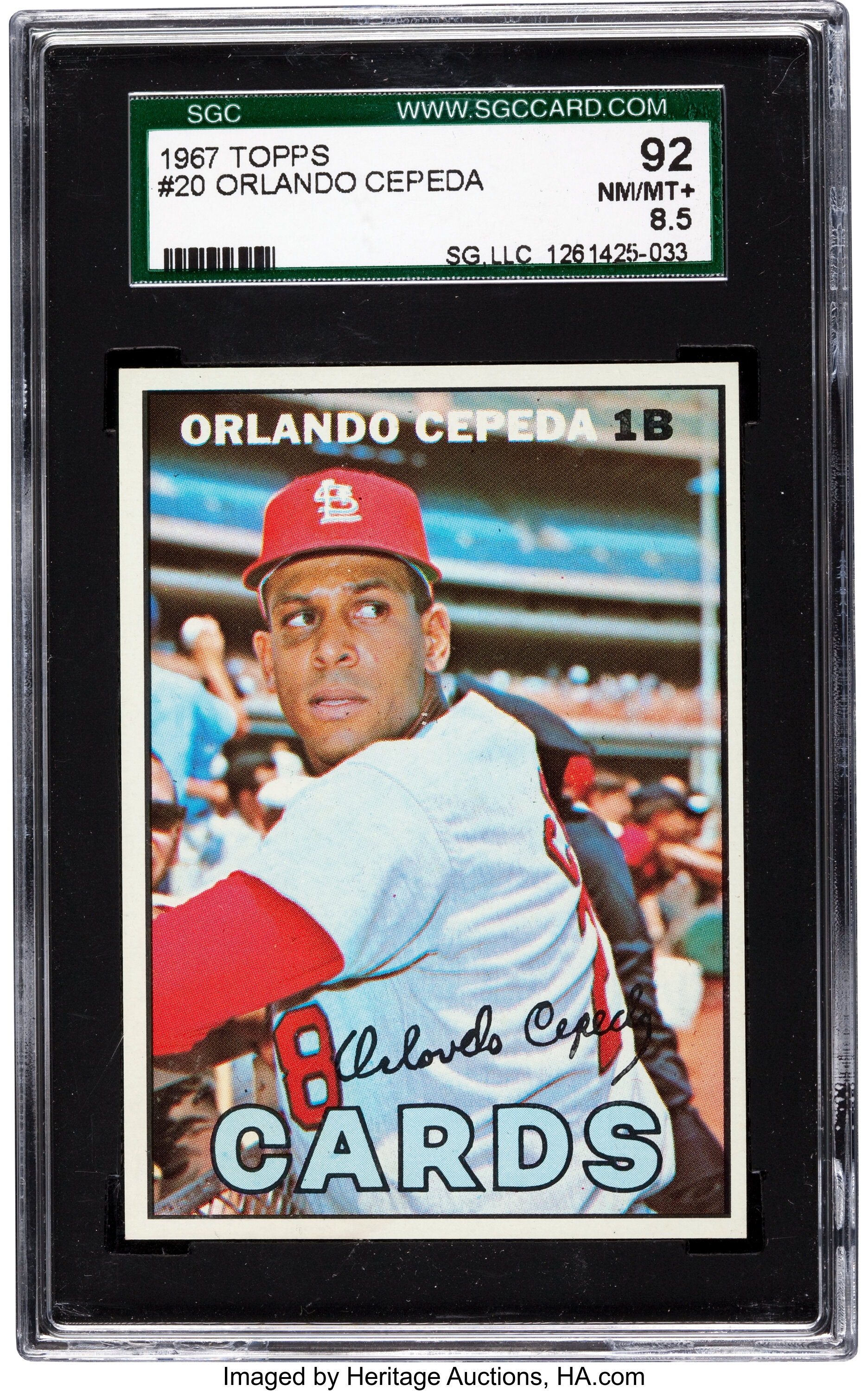 1967 Topps Orlando Cepeda #20 SGC 92 NM/MT+ 8.5. Baseball Cards, Lot  #81285