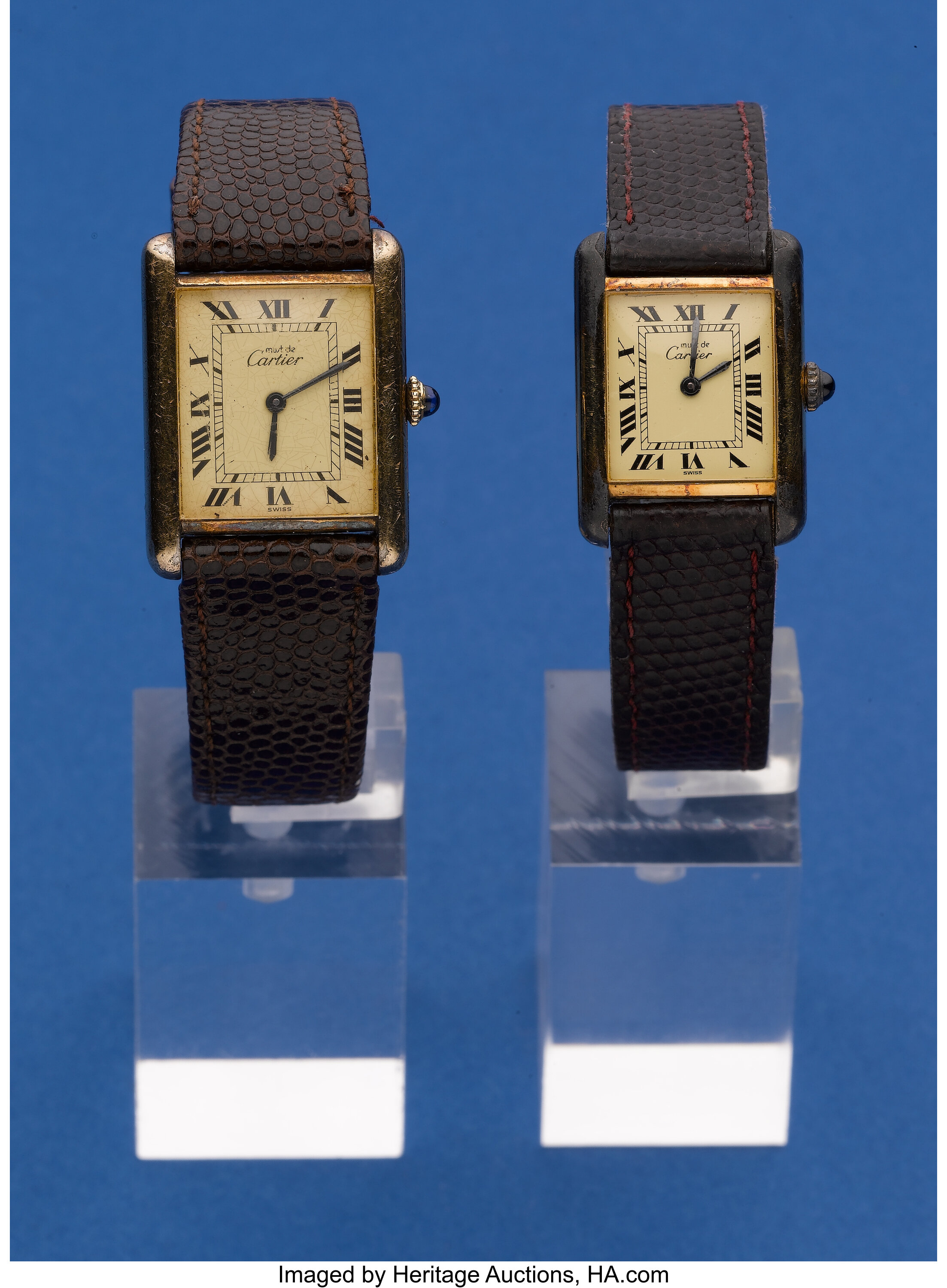 Two Cartier Gold On Sterling Tank Watches For Restoration