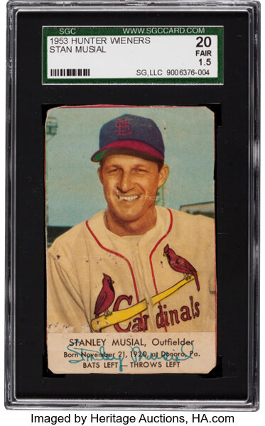 1953 Hunter Wieners Cardinals-Hand Cut Stan Musial