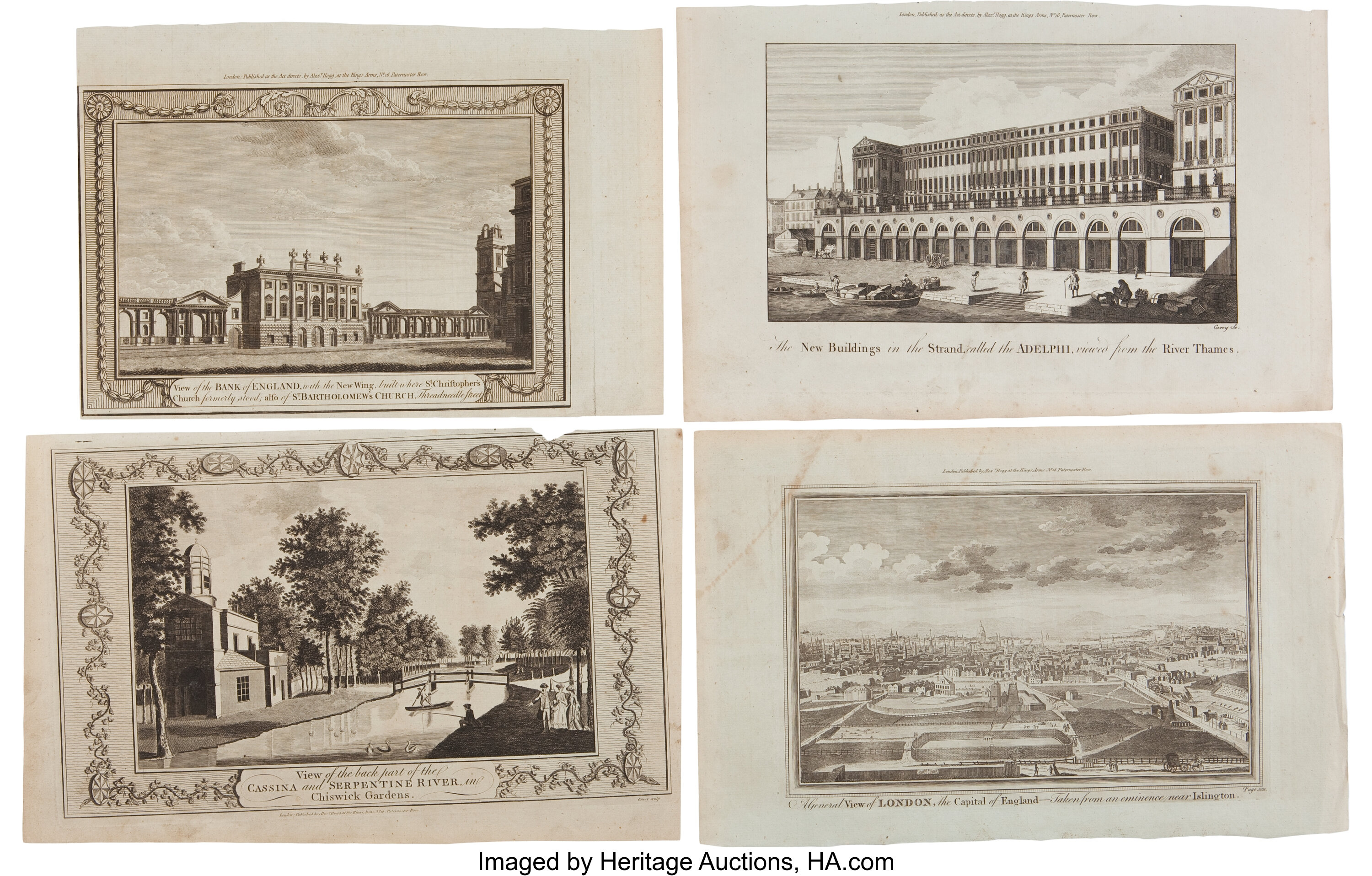 Four Engraved Plates Depicting Views Of London From The New - 