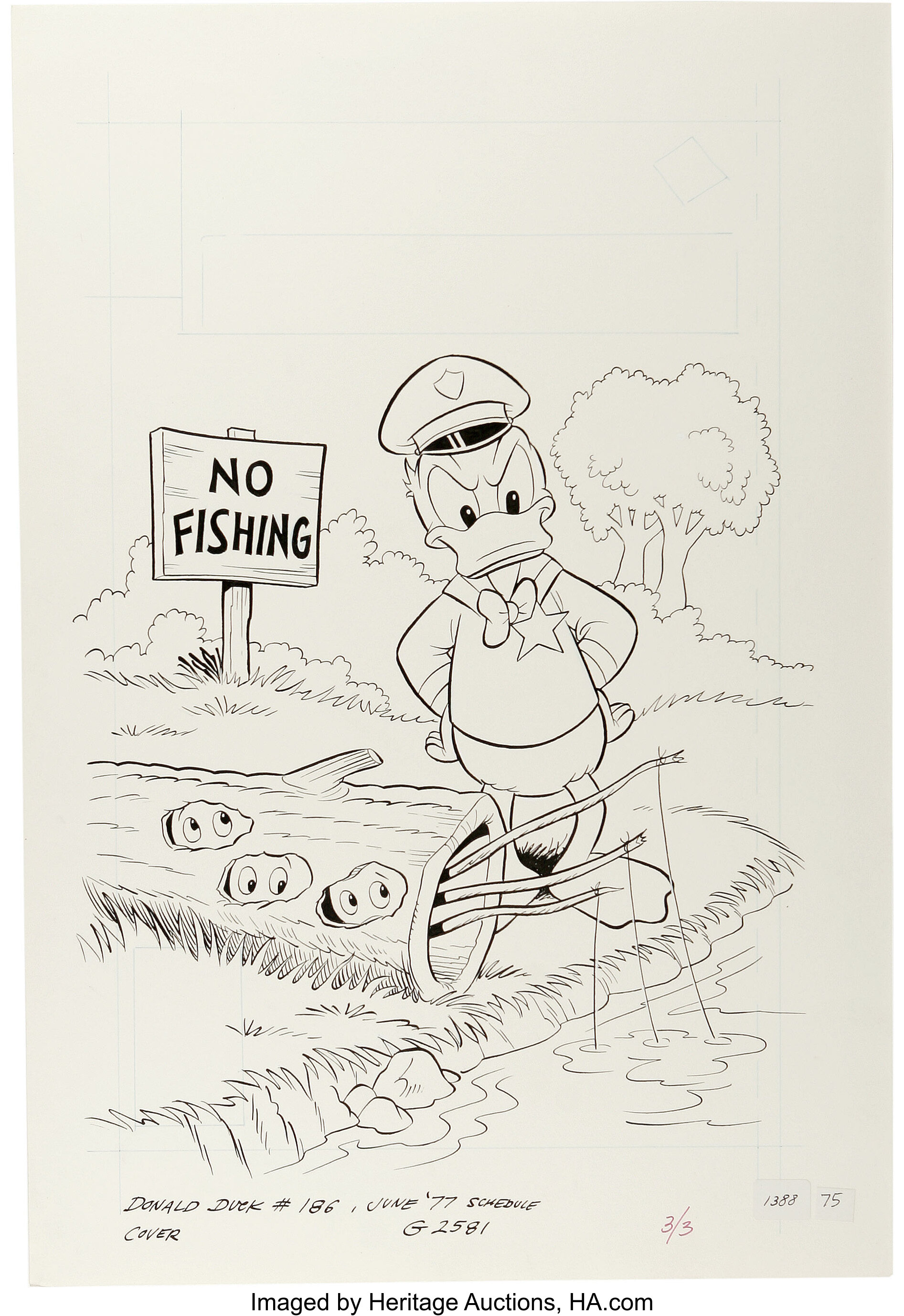 donald duck drawing fishing