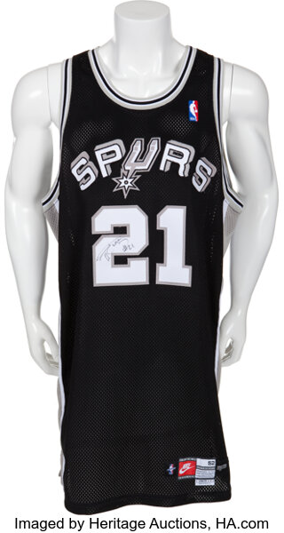 Sold at Auction: TIM DUNCAN SIGNED NBA SAN ANTONIO SPURS JERSEY PSA LOA